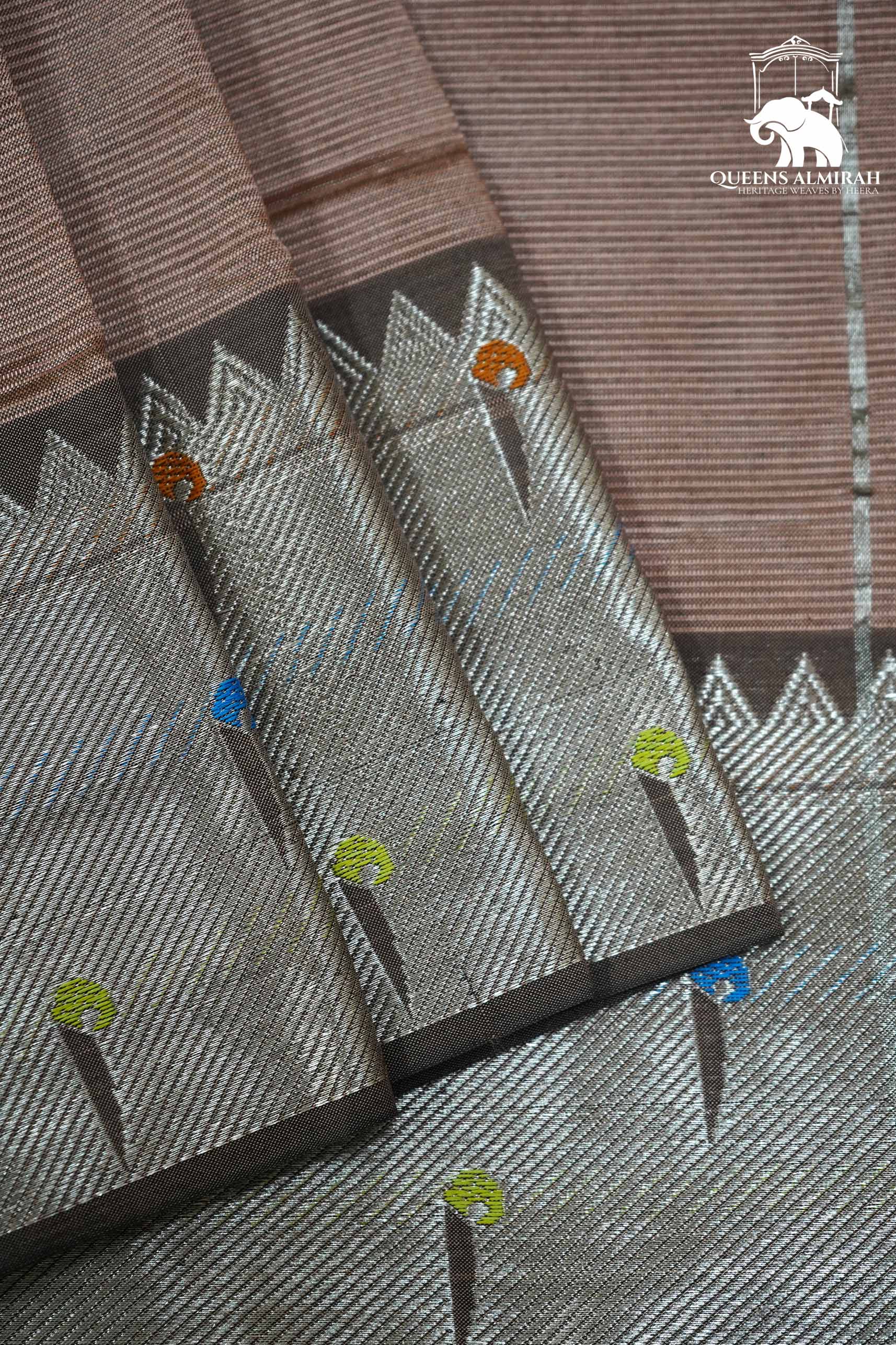 COPPER WITH PAITHANI BORDER MANGALGIRI SAREE - Queens Jewel Emporium