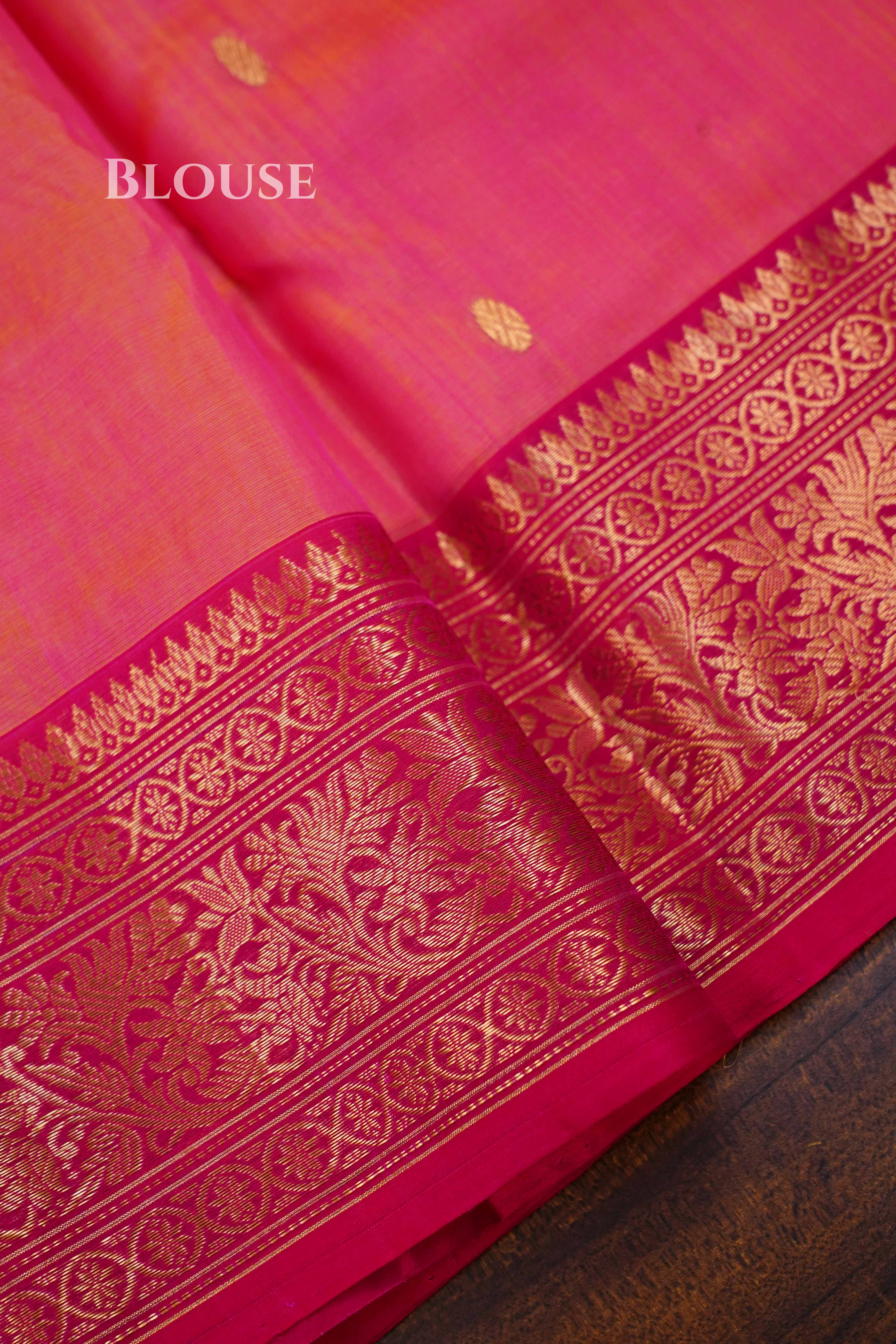 Carmine Pink Chanderi Katan Silk Handloom Saree QUEENS ALMIRAH
