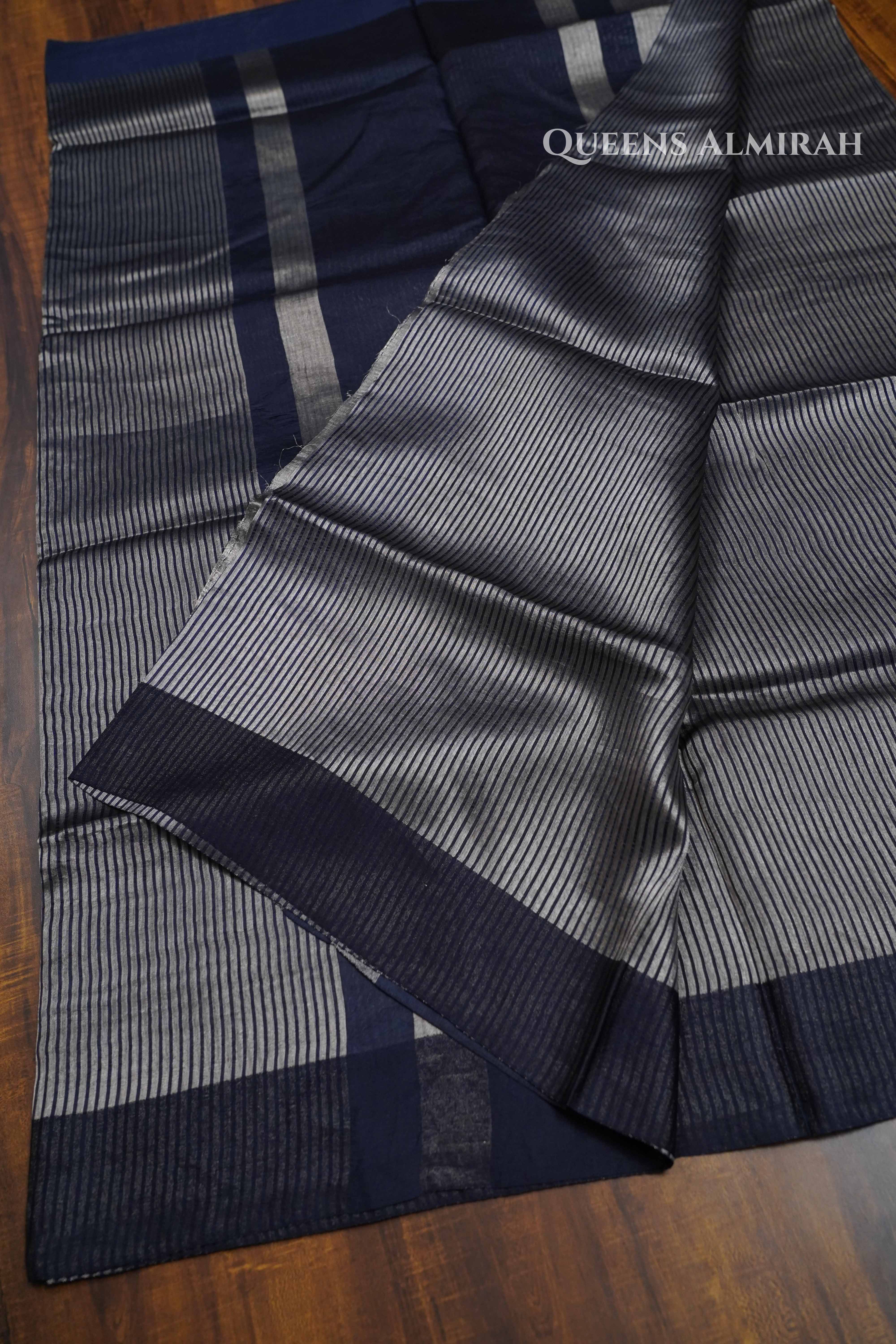 Charcoal Grey Tissue Banarasi Silk Saree QUEENS ALMIRAH