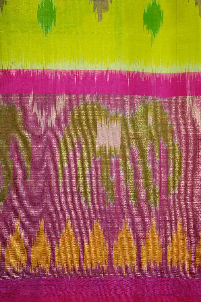 CHARTRUSE GREEN AND BRIGHT PINK SOFT SILK SAREE - Queens Jewel Emporium