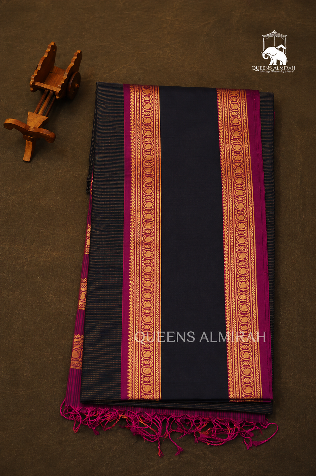 Navy Blue With Purple Payadi Pure Soft Silk Saree