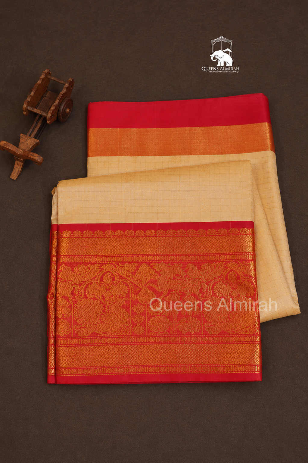 Off White With Long And Short Red Border Pure Silk Cotton Saree