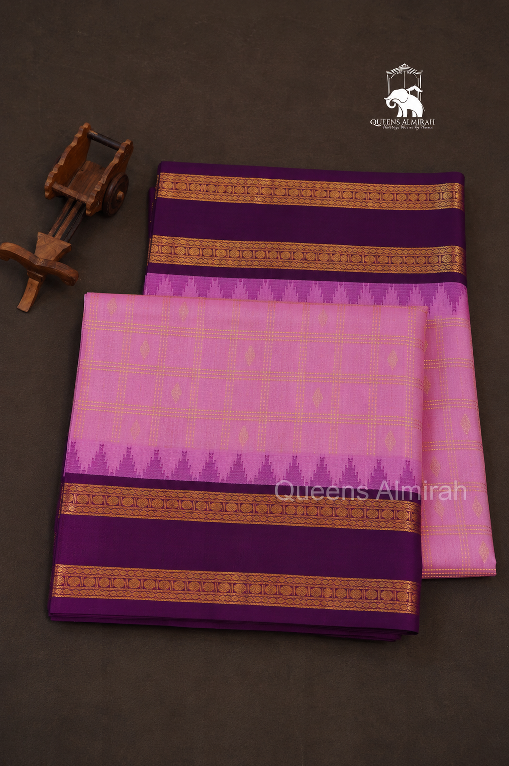 Pink With Purple Gap Border Pure Silk Cotton Saree