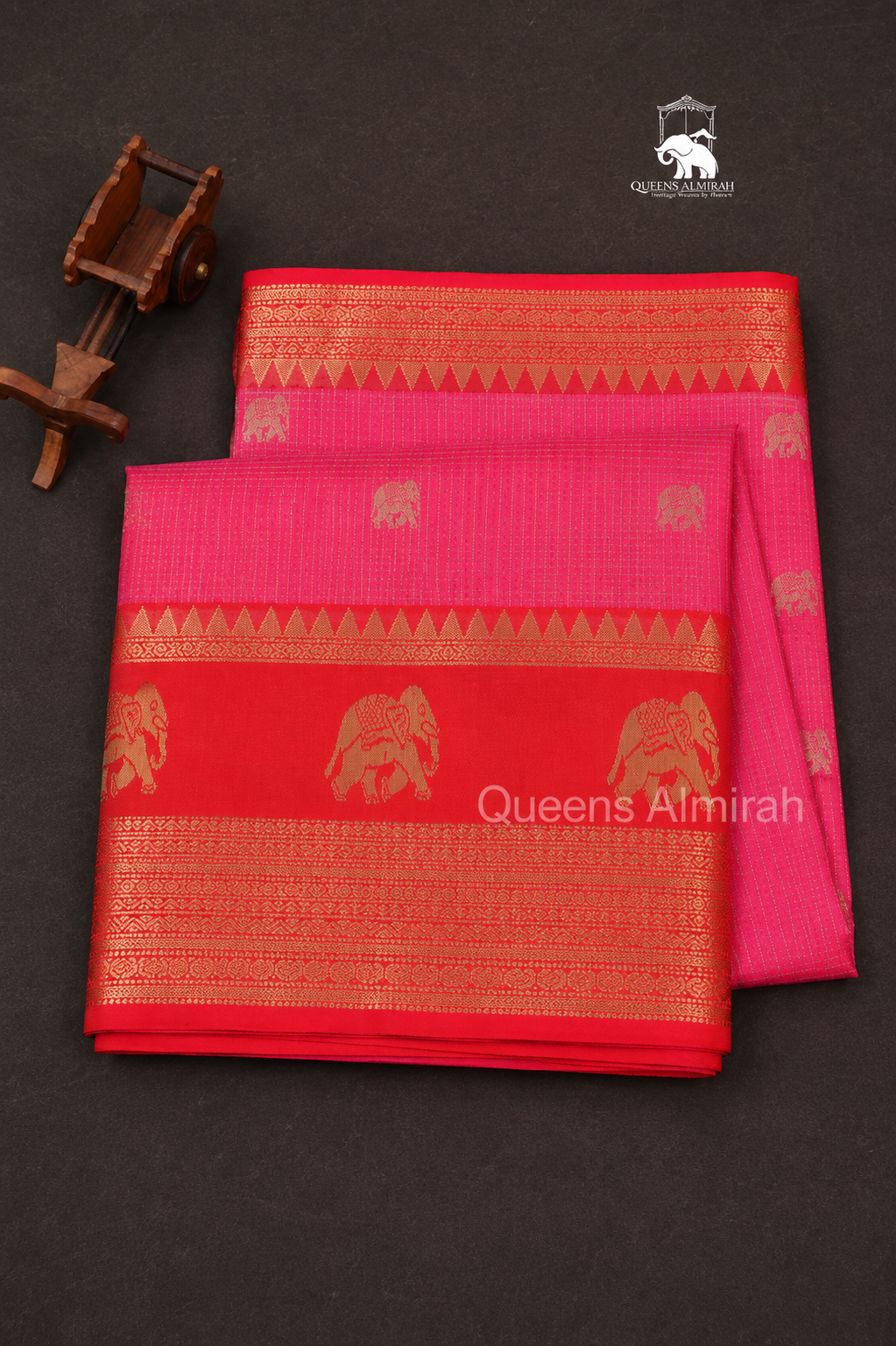 Pink Kattam With Red Pure Kanchi Silk Cotton Saree
