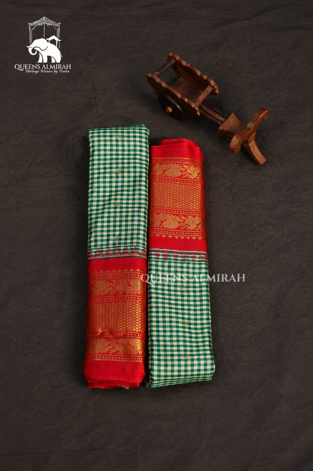 Green And Red Border Border Semi Gadwal Silk Saree