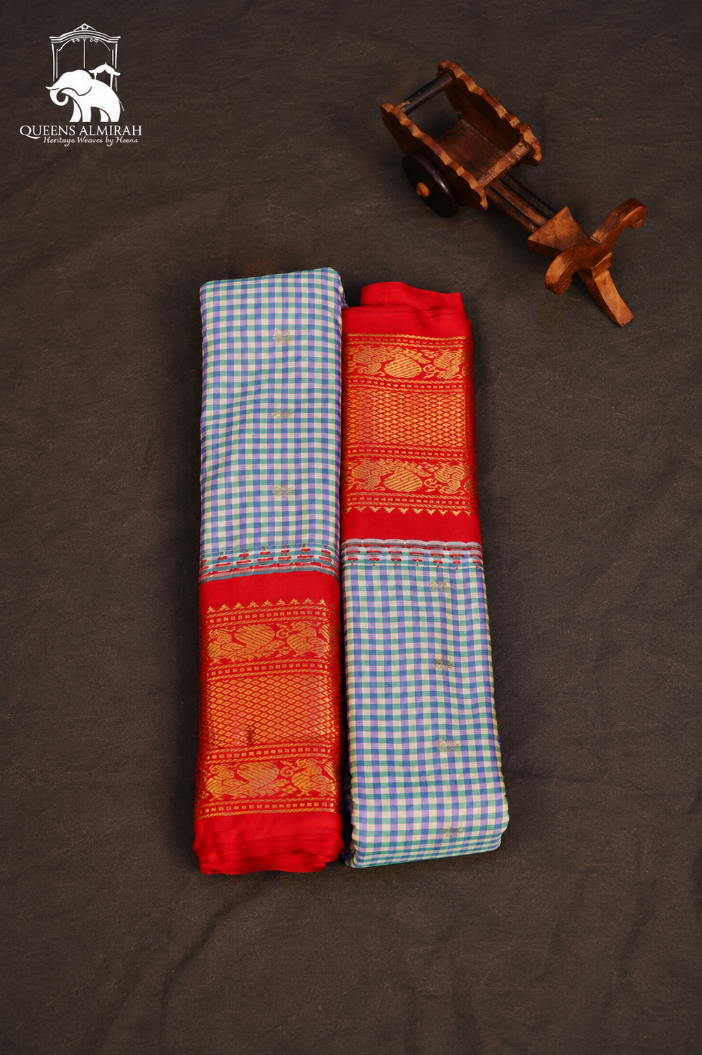 Purple Kattam With Red Border Semi Gadwal Silk Saree