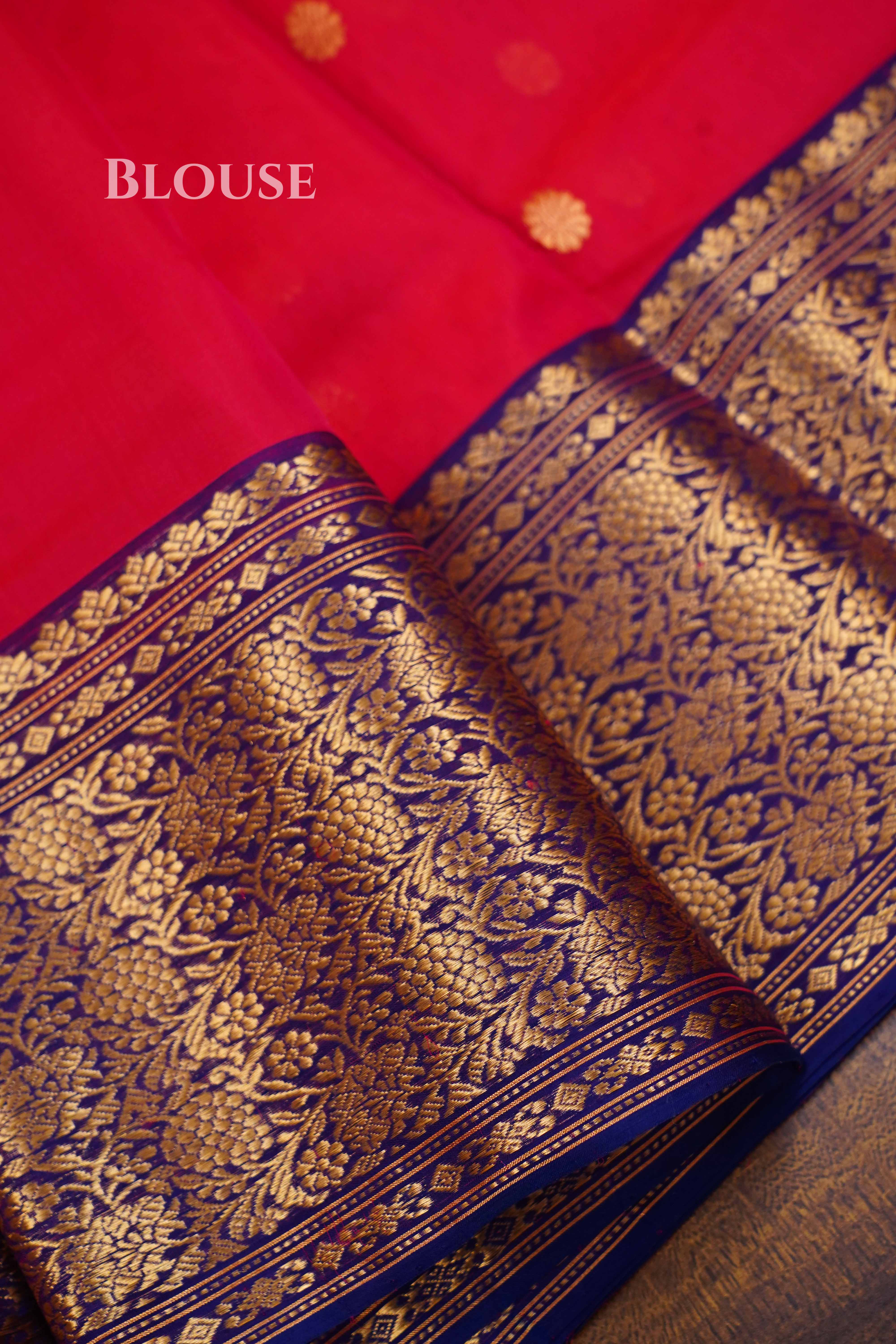 Chilly Red Chanderi Katan Silk Handloom Saree QUEENS ALMIRAH