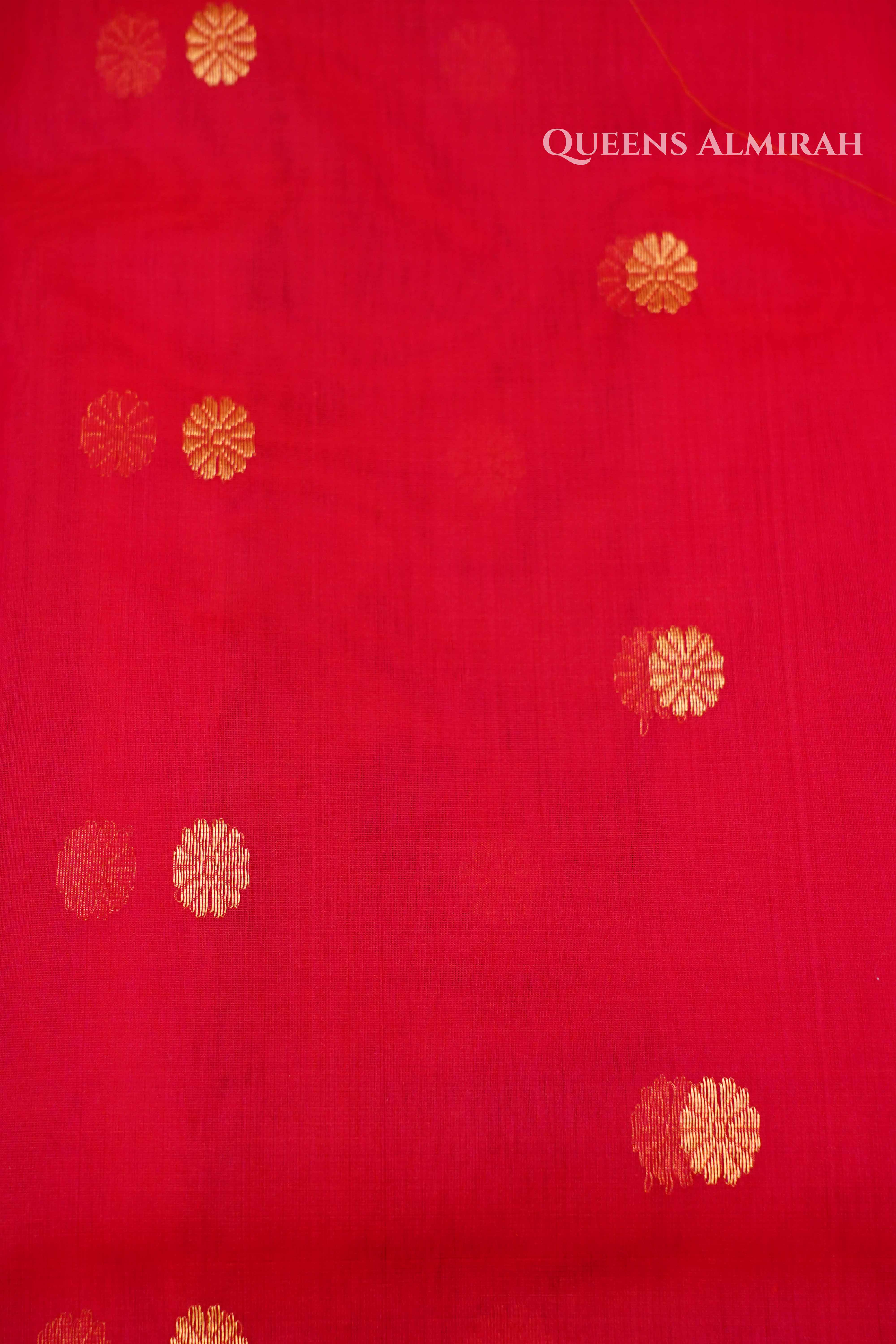 Chilly Red Chanderi Katan Silk Handloom Saree QUEENS ALMIRAH