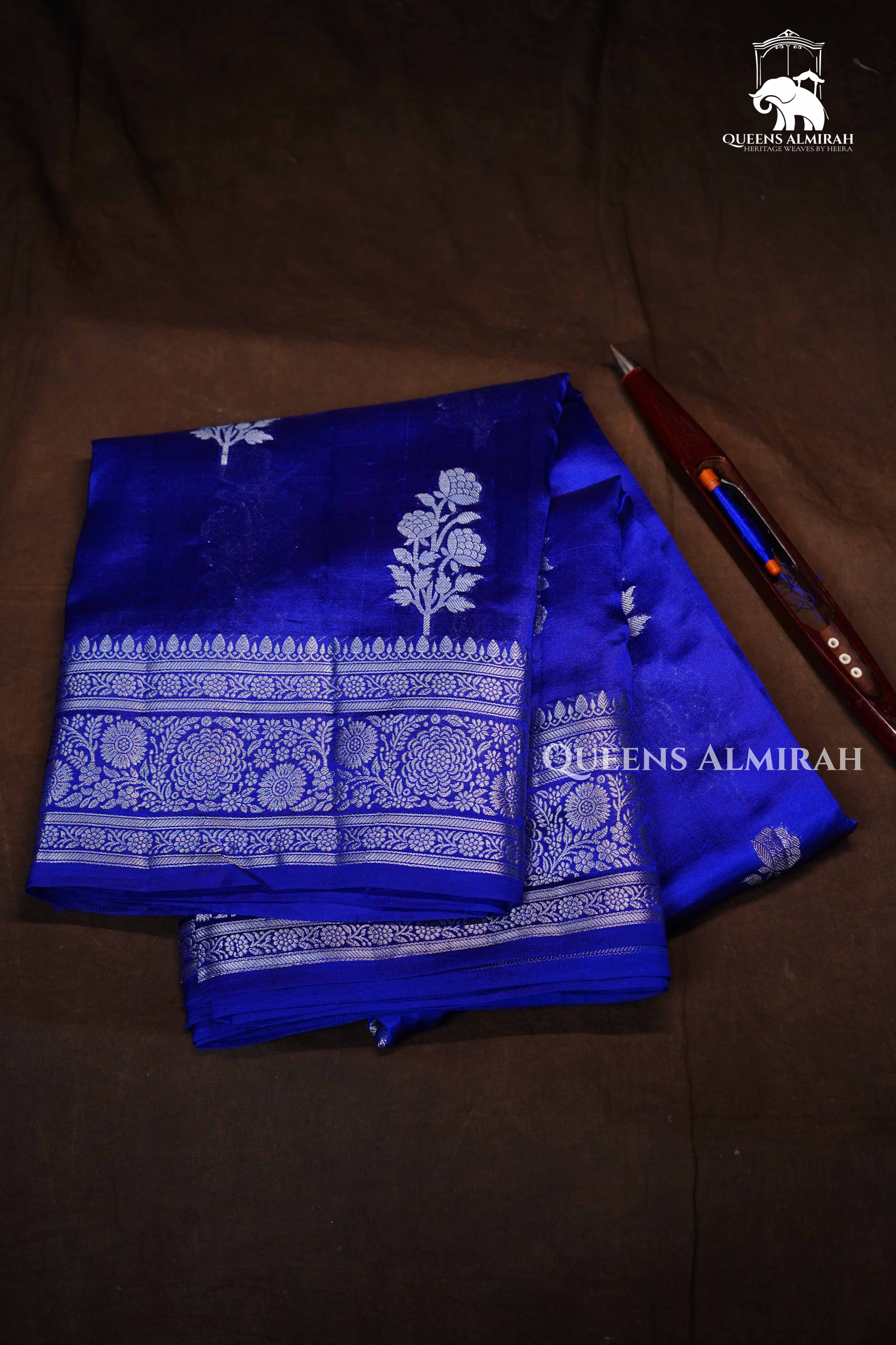Cobalt Blue Mango Silk Saree QUEENS ALMIRAH