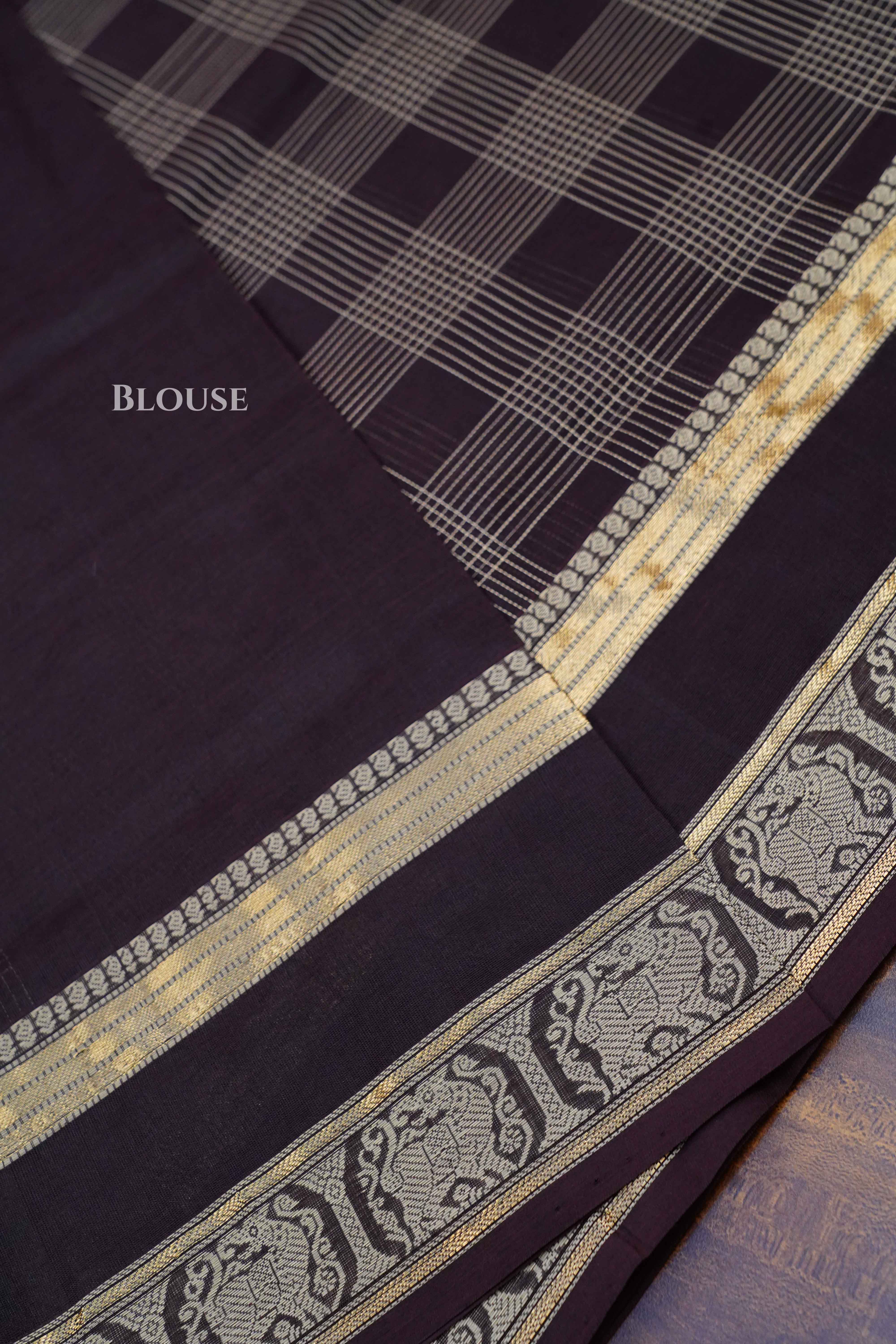 Cofee Bean-Karaikudi Chettinad Silk Cotton Saree QUEENS ALMIRAH