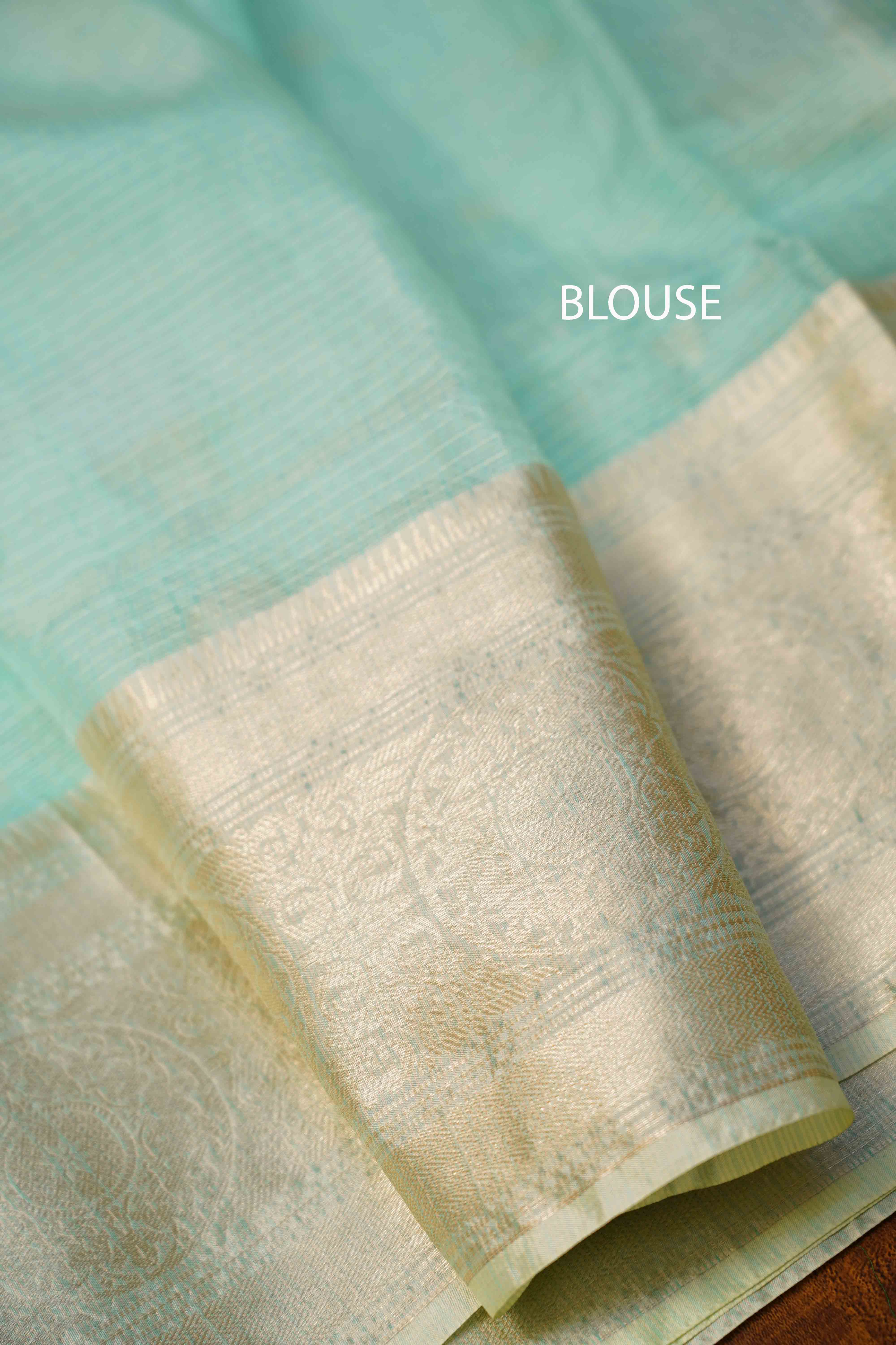 CORAL BLUE PURE KOTA SILK SAREE - Queens Jewel Emporium