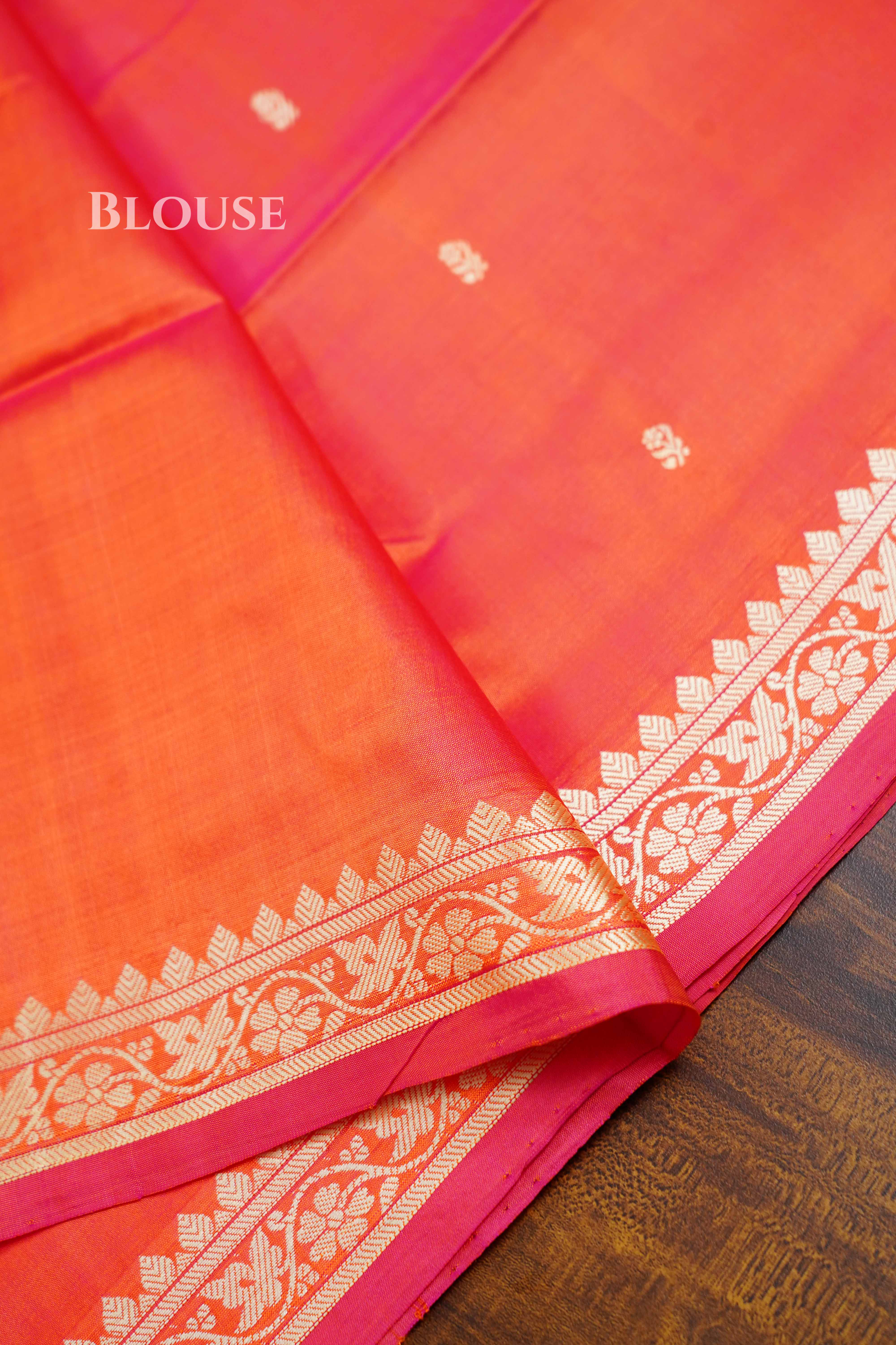 Coral Orange Banarasi Silk Saree QUEENS ALMIRAH