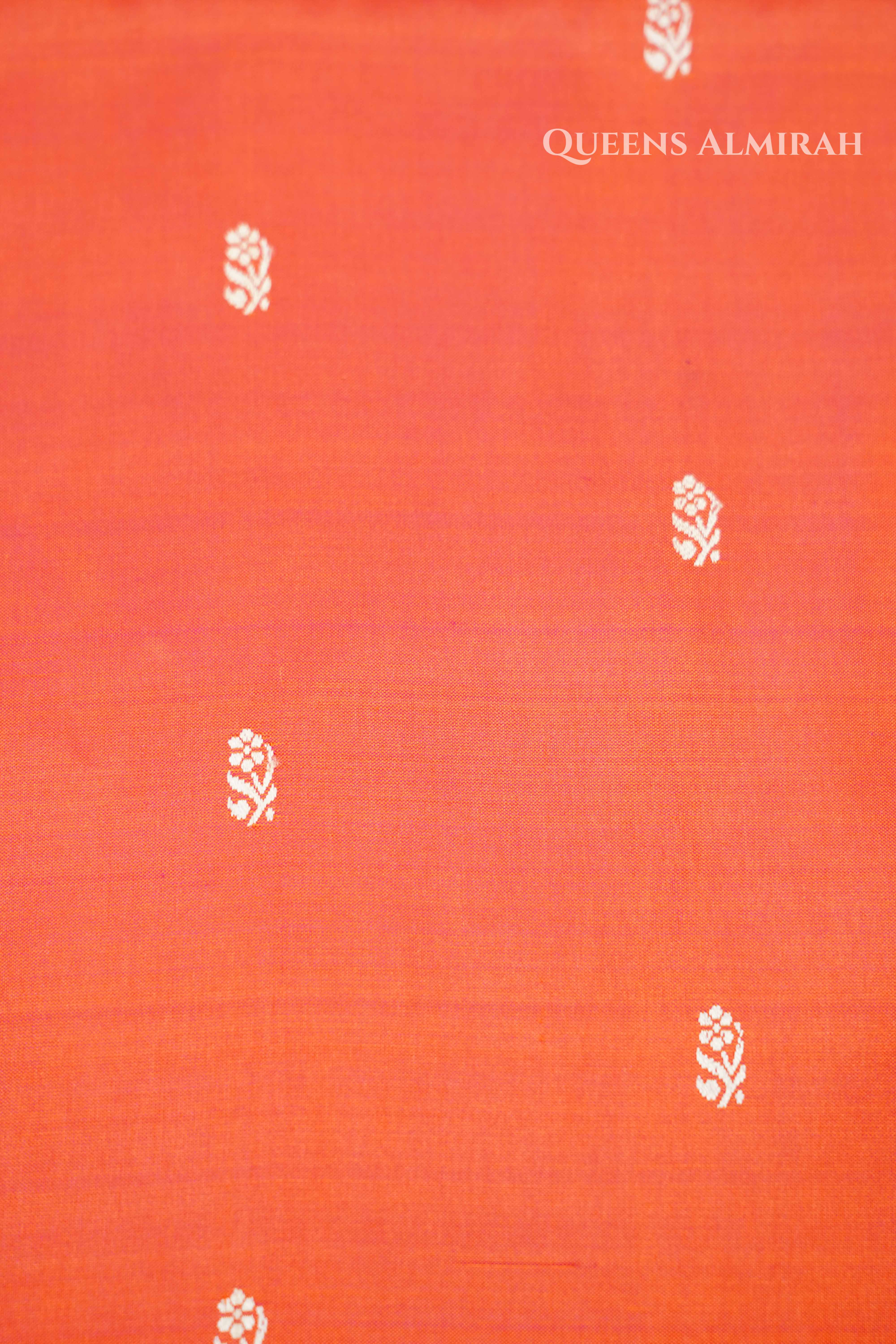 Coral Orange Banarasi Silk Saree QUEENS ALMIRAH
