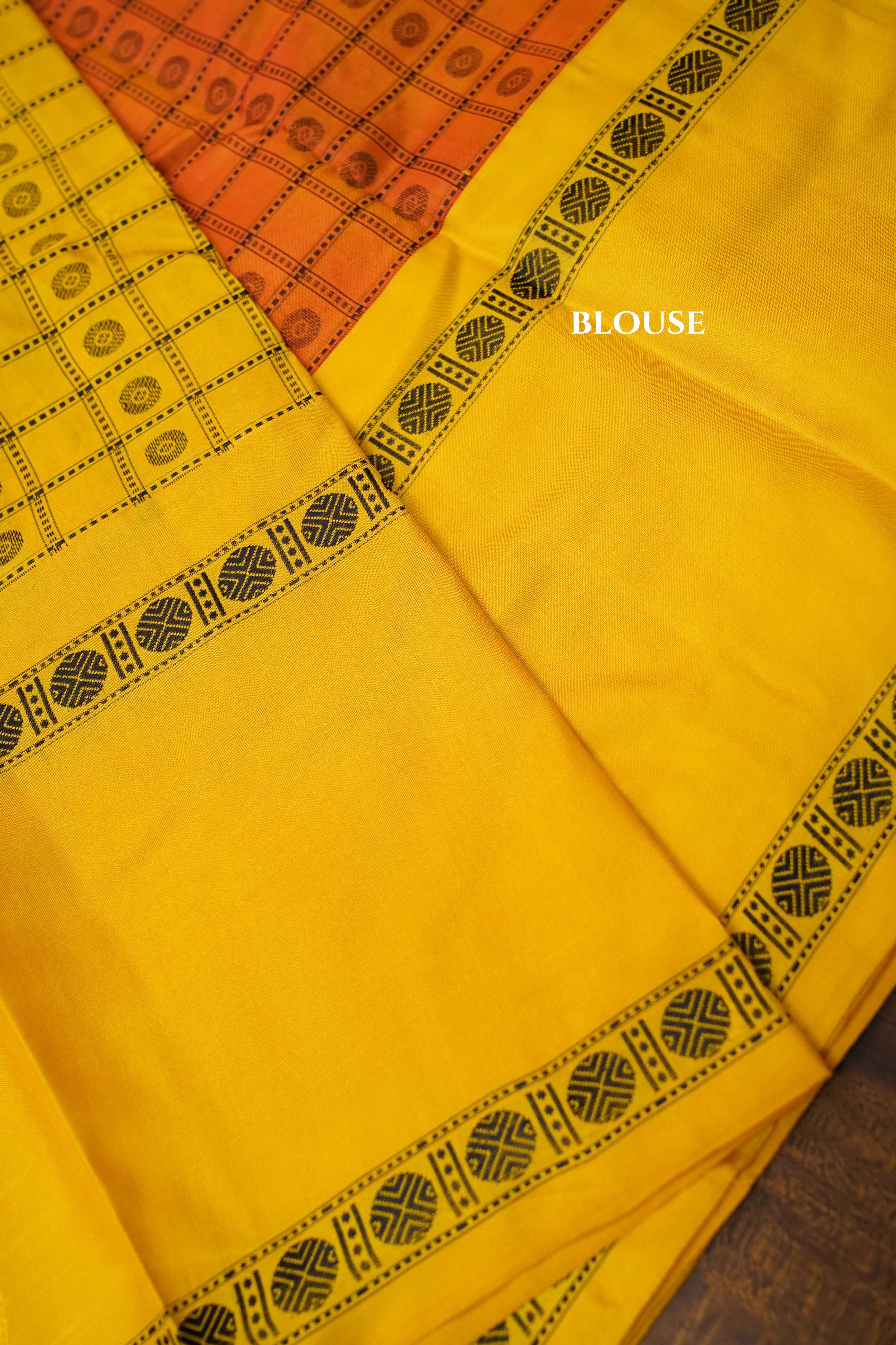 Coral Orange With Yellow Kanchivaram silk saree QUEENS ALMIRAH