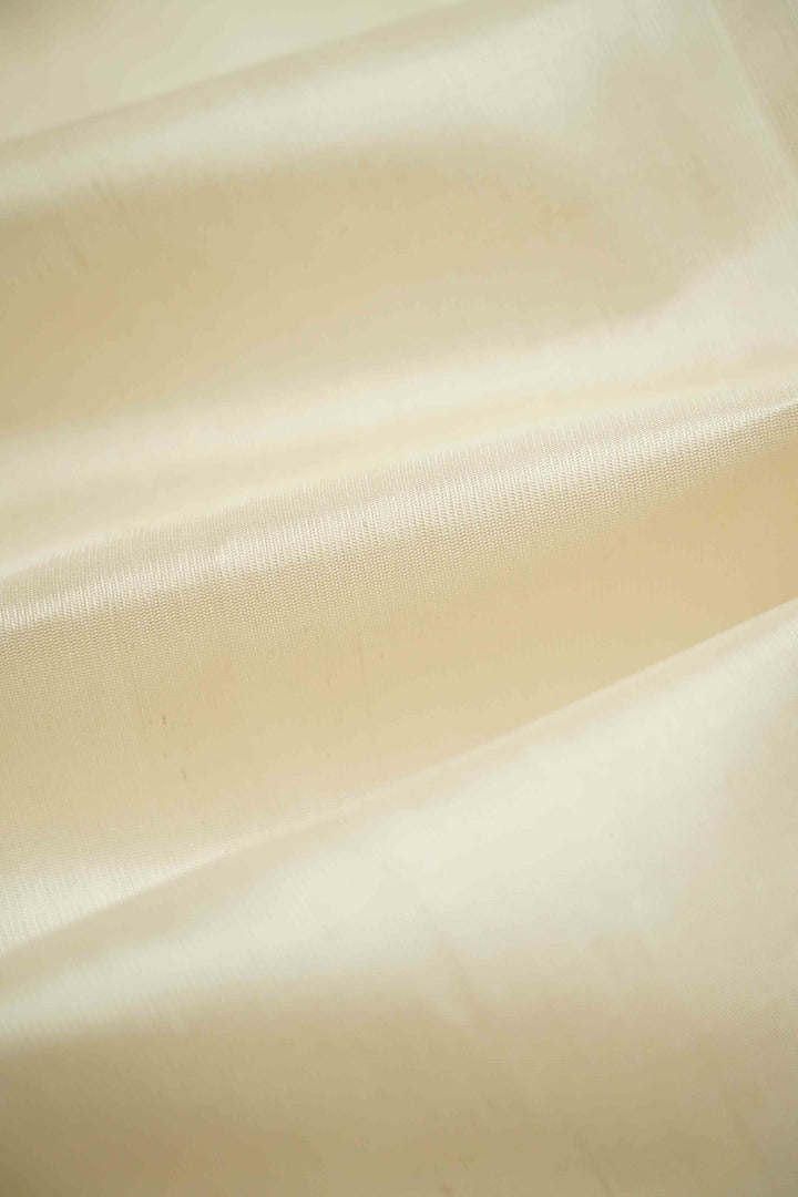WHITE WITH LEAF GREEN AND RASBERRY PINK PURE KANCHIVARAM SILK SAREE - Queens Jewel Emporium