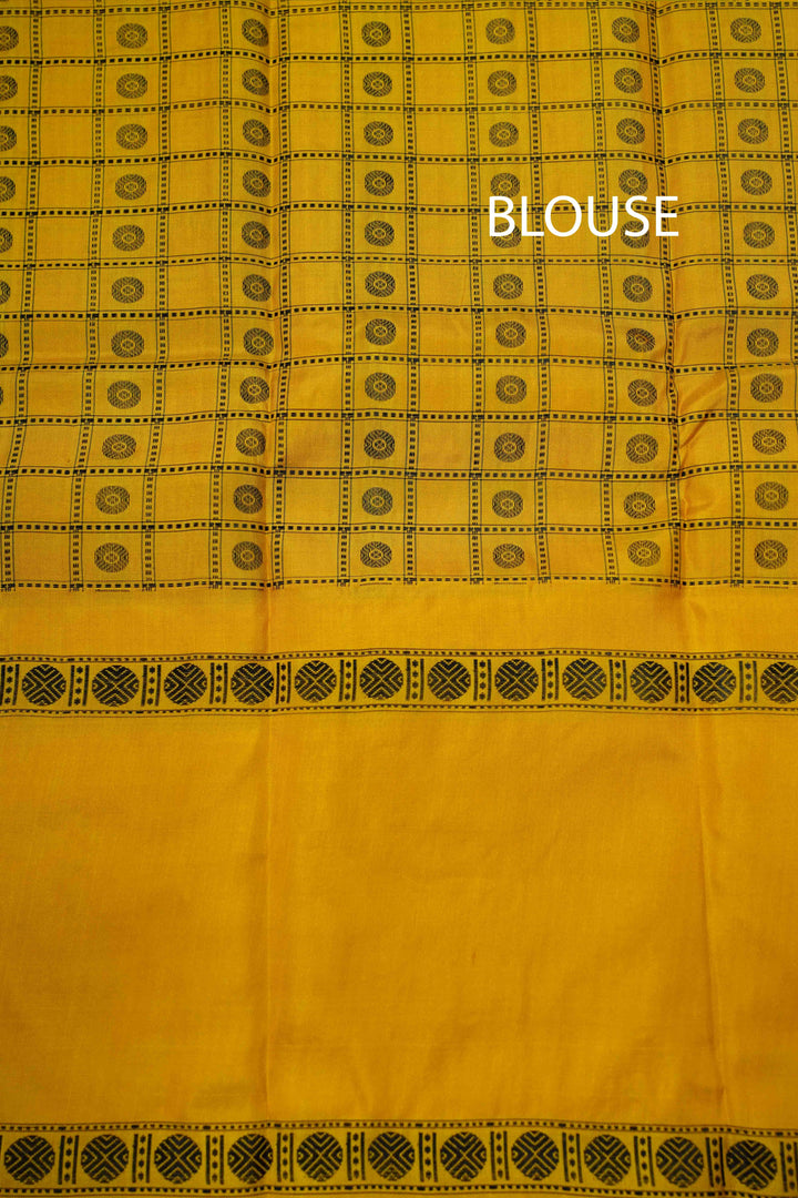 RAMBUTAN RED WITH MANGO YELLOW PURE KANCHIVARAM SILK SAREE - Queens Jewel Emporium
