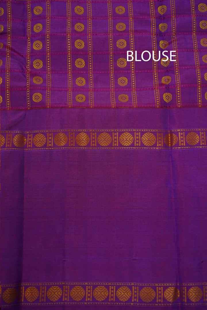 ROSE VALE WITH DARK RASBERRY PURE KANCHIVARAM SILK SAREE - Queens Jewel Emporium