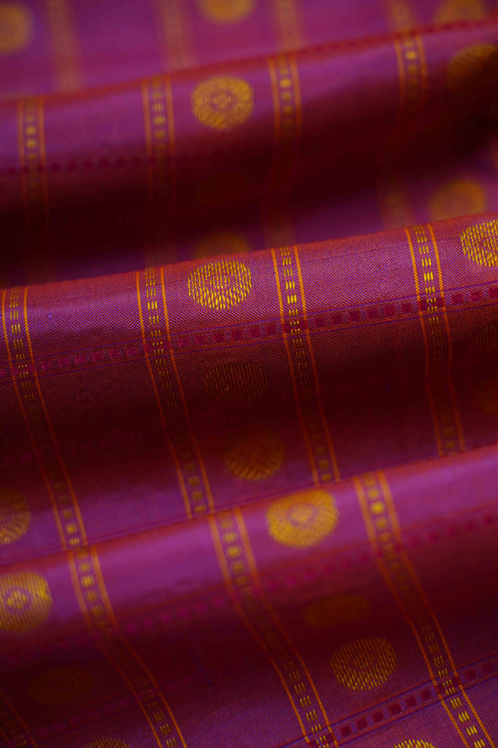 ROSE VALE WITH DARK RASBERRY PURE KANCHIVARAM SILK SAREE - Queens Jewel Emporium
