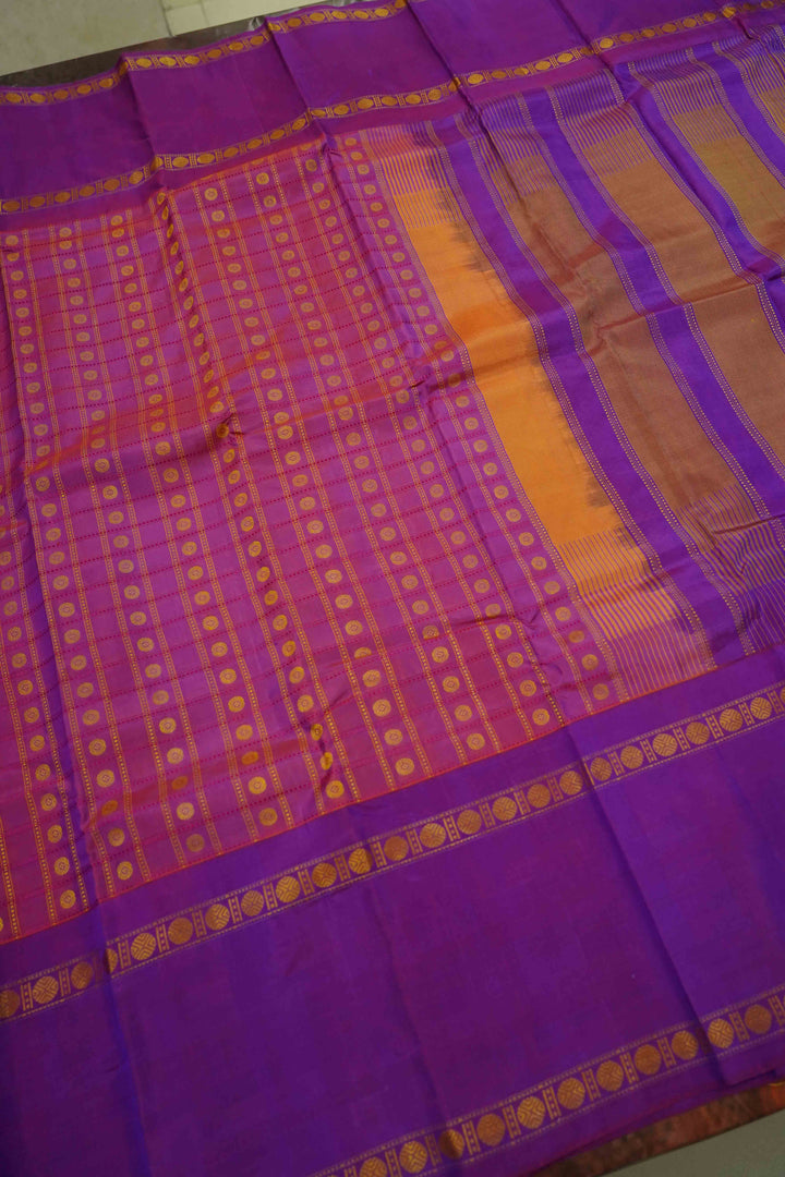 ROSE VALE WITH DARK RASBERRY PURE KANCHIVARAM SILK SAREE - Queens Jewel Emporium