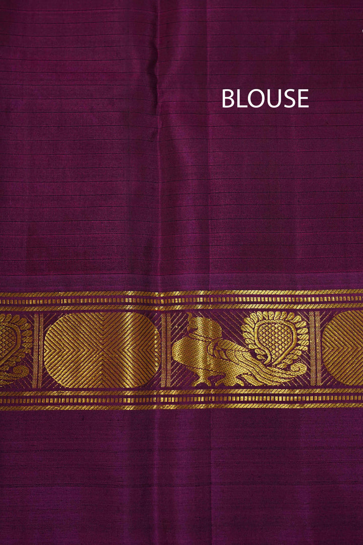 DARK CHOCOLATE WITH PURPLE JAM PURE KANCHIVARAM SILK SAREE - Queens Jewel Emporium