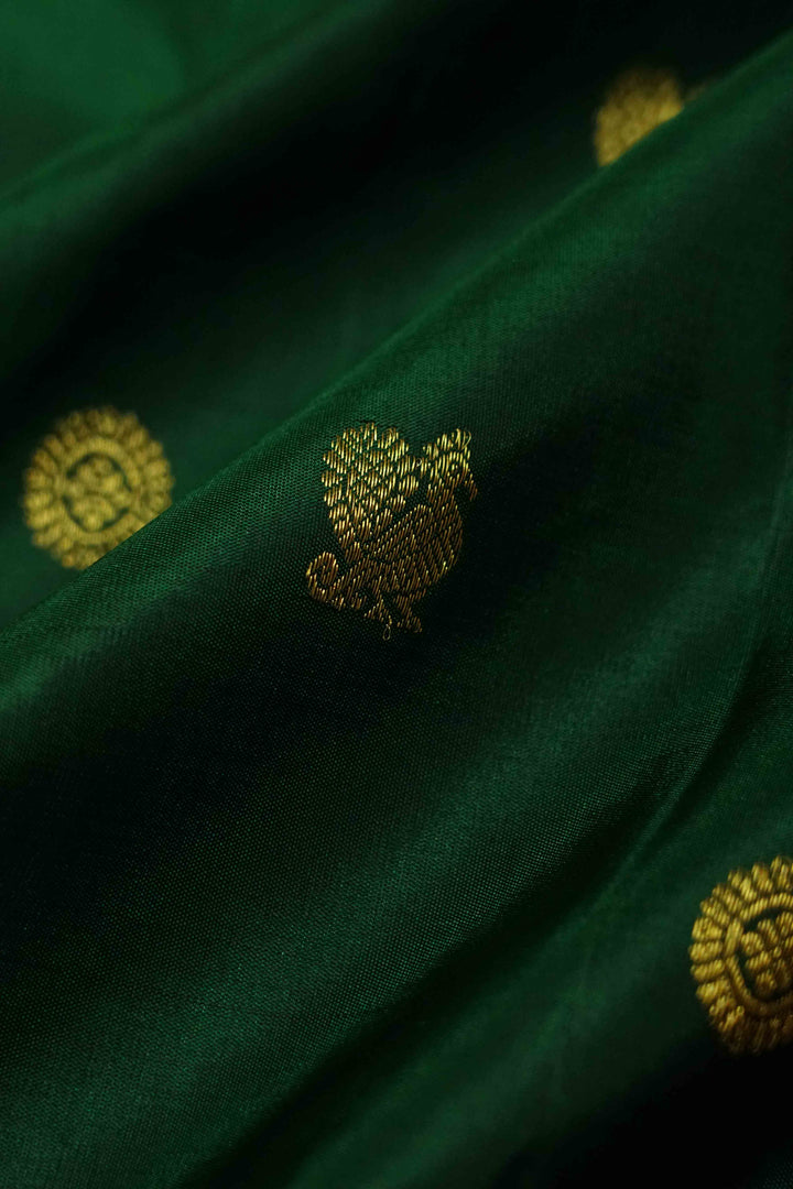 BOTTLE GREEN WITH GRAPE PURPLE KANCHIVARAM SILK SAREE - Queens Jewel Emporium