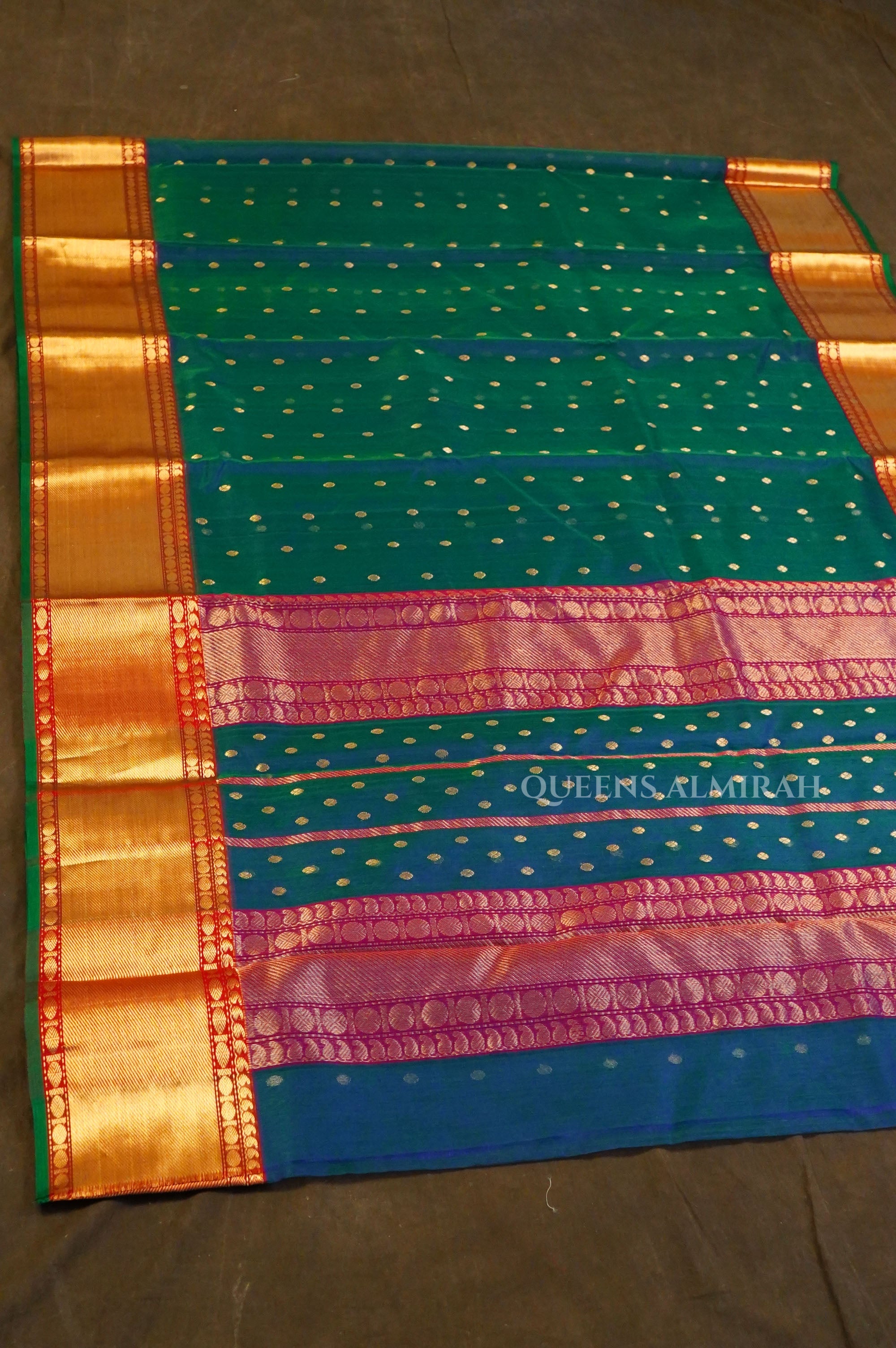 Peacock Green -Traditional Chanderi Katan Silk Handloom Saree