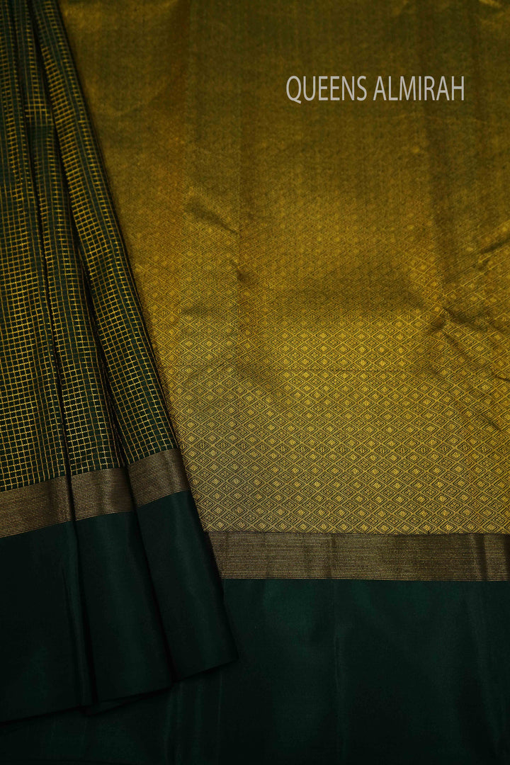 NEEM GREEN PURE KANCHIVARAM SILK SAREE - Queens Jewel Emporium