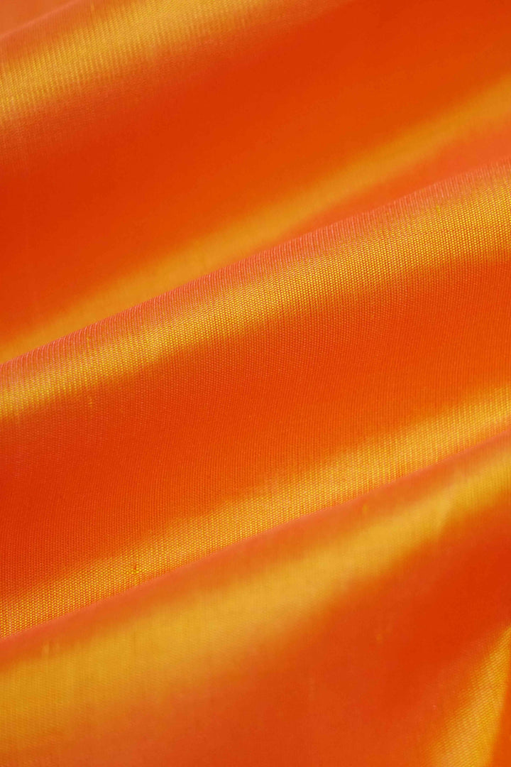 PUMPKIN ORANGE WITH BOTTLE GREEN AND MAGENTA PURE KANCHIVARAM SILK SAREE - Queens Jewel Emporium