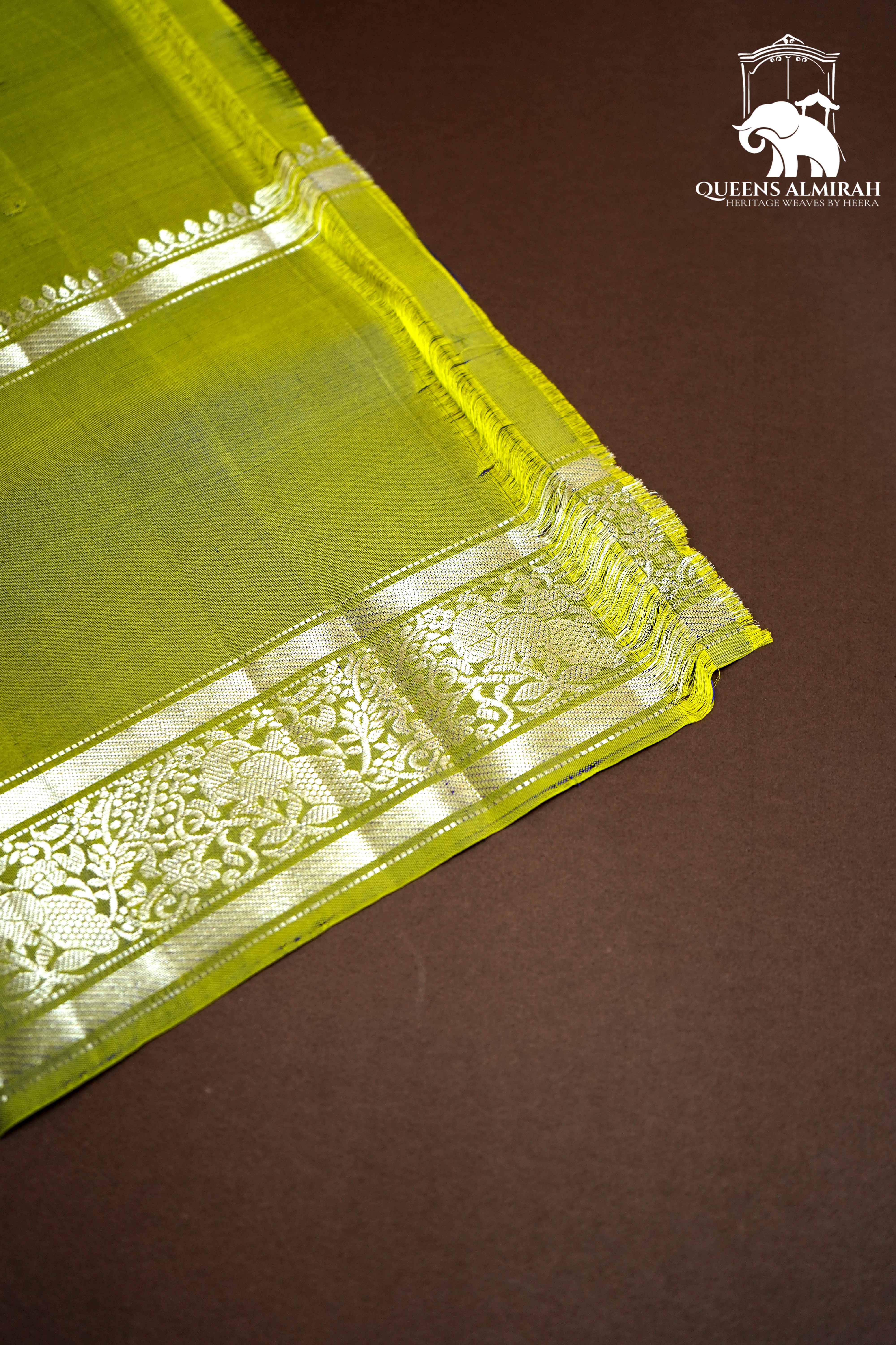 DARK BLACK WITH OLIVE GREEN SOFT SILK SAREE - Queens Jewel Emporium