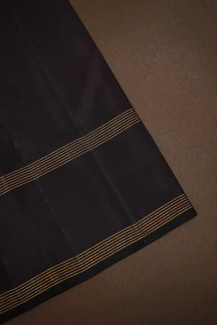 DARK CHOCOLATE PURE KANCHIVARAM SILK SAREE - Queens Jewel Emporium