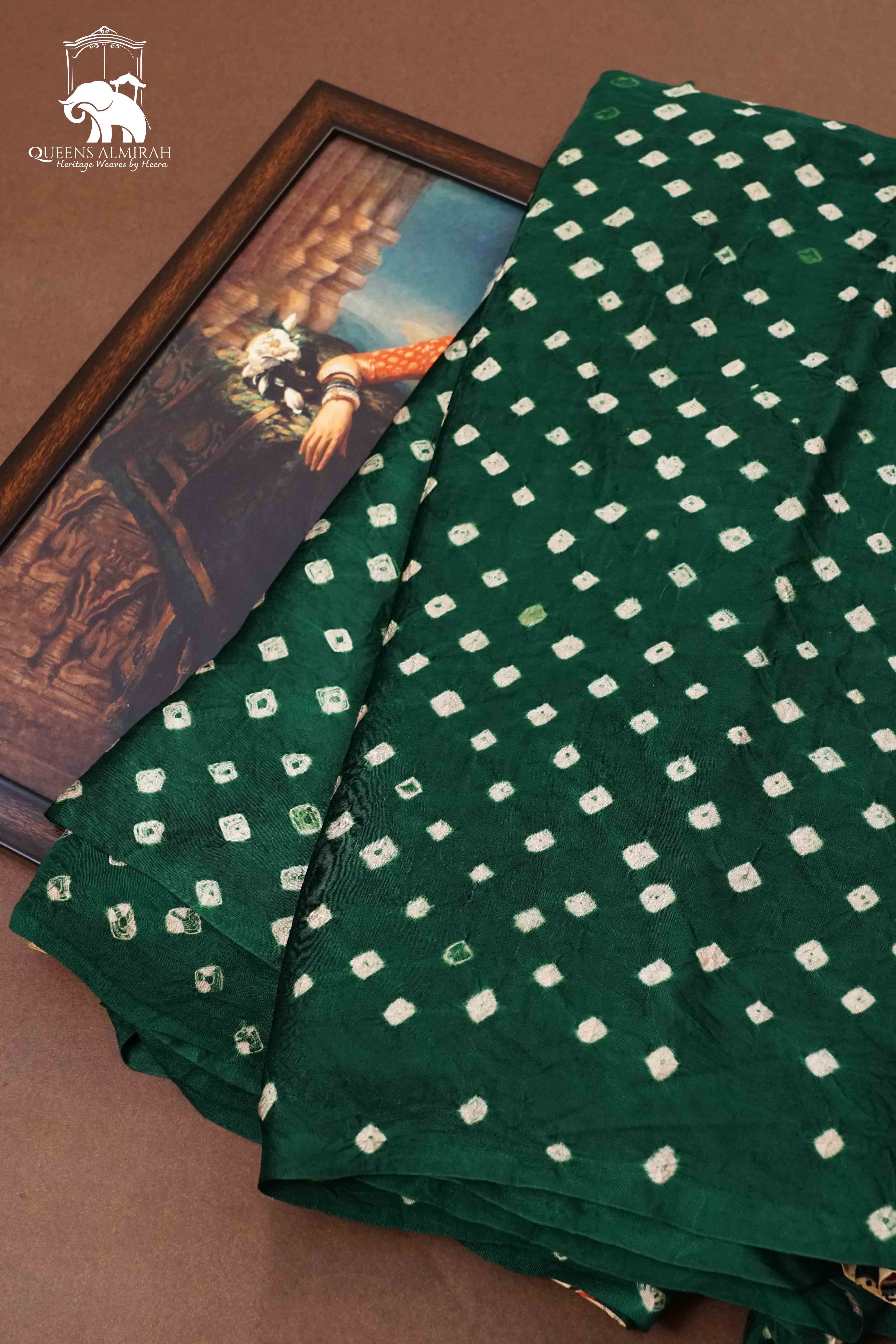 DARK GREEN 3 MODAL SILK SAREE - Queens Jewel Emporium