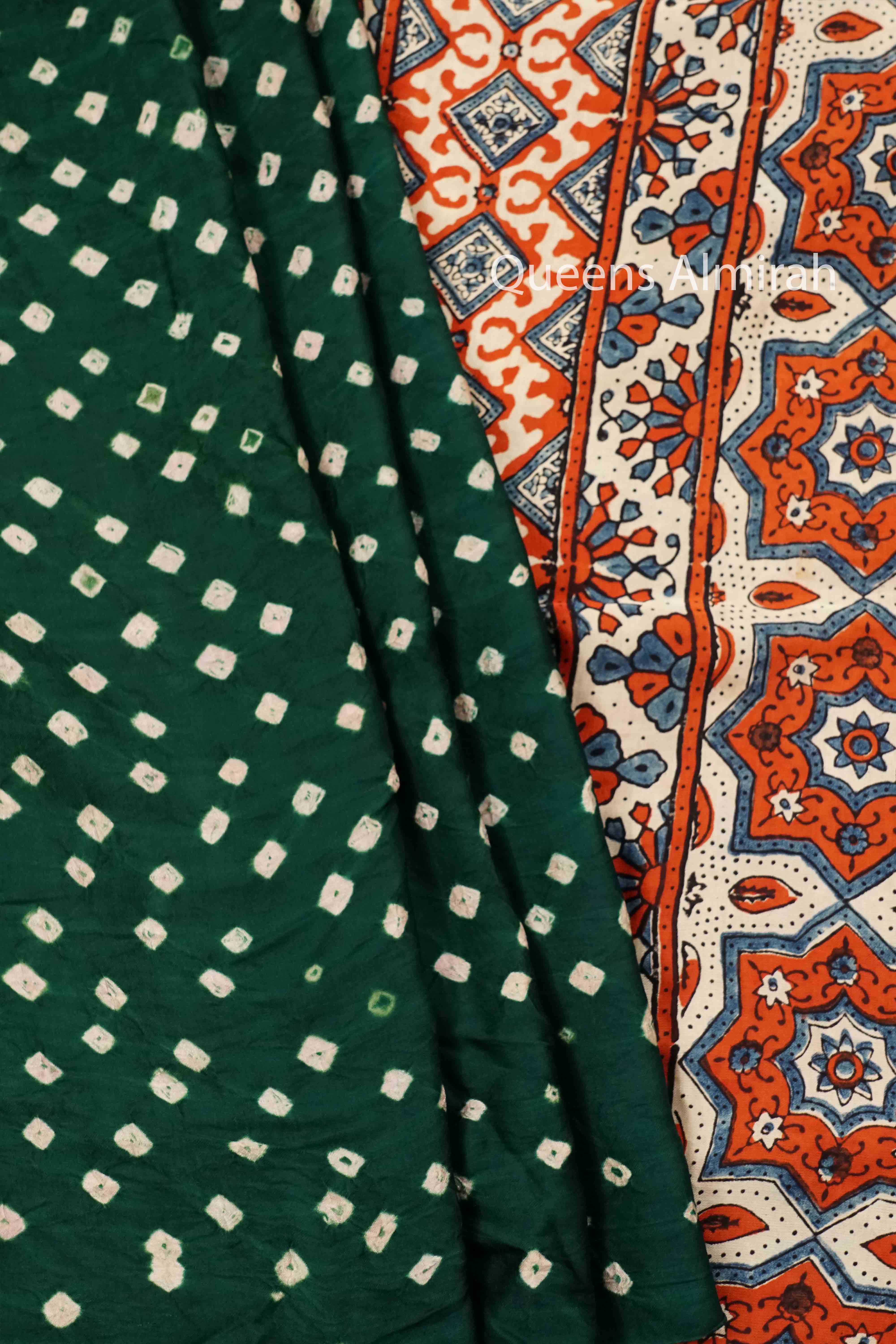 DARK GREEN 3 MODAL SILK SAREE - Queens Jewel Emporium