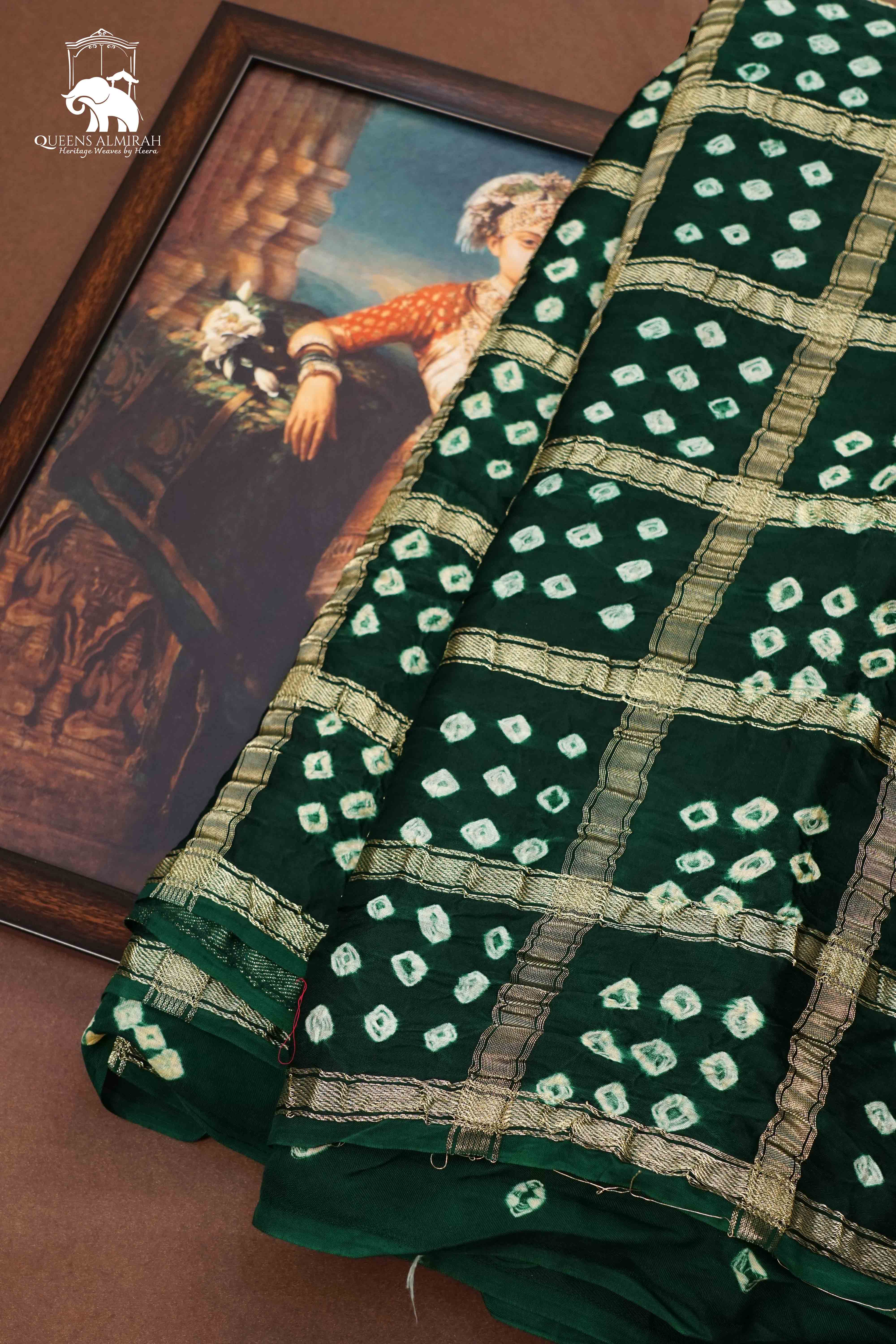 DARK GREEN MODAL SILK SAREE 2 - Queens Jewel Emporium