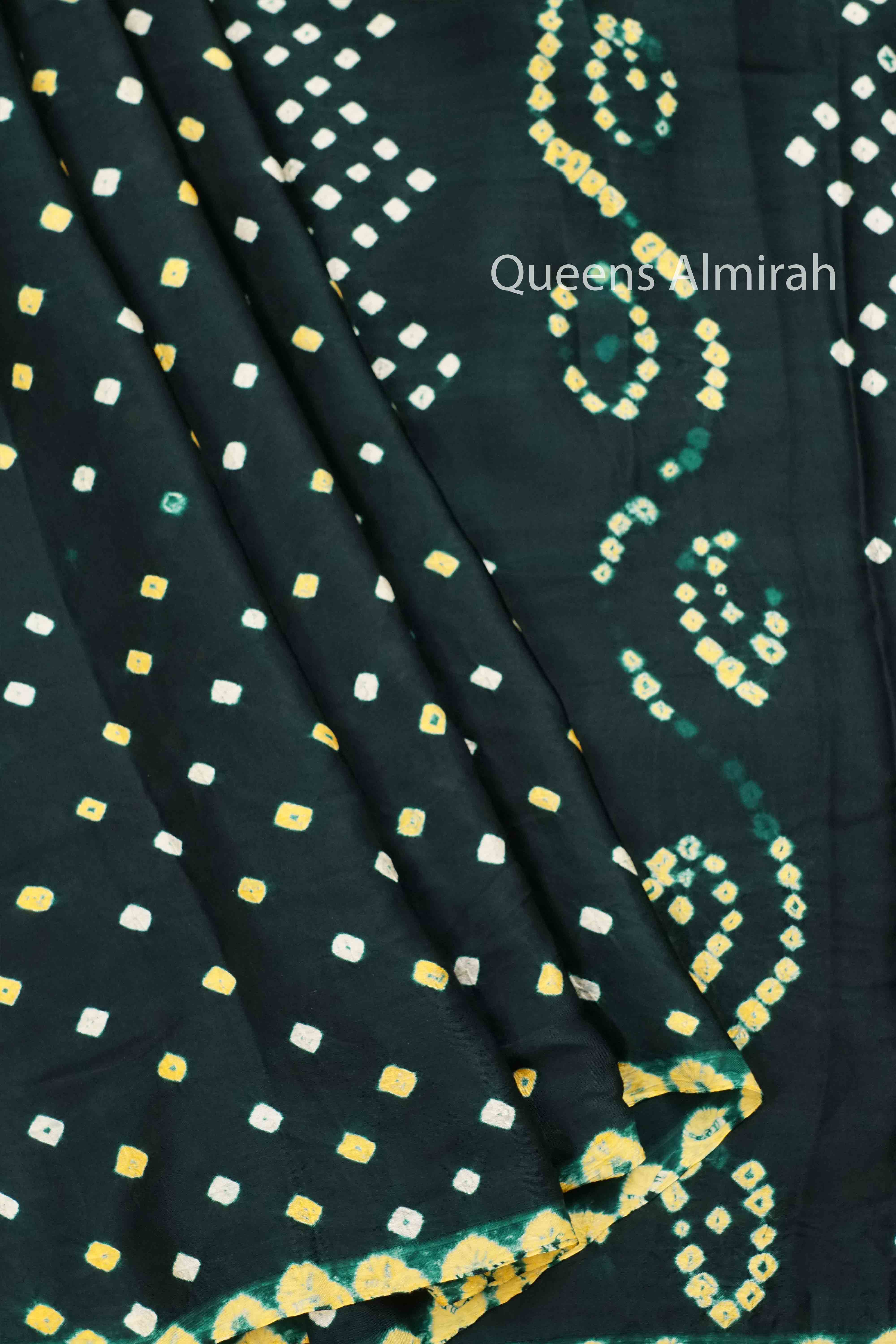 DARK GREEN MODAL SILK SAREE - Queens Jewel Emporium