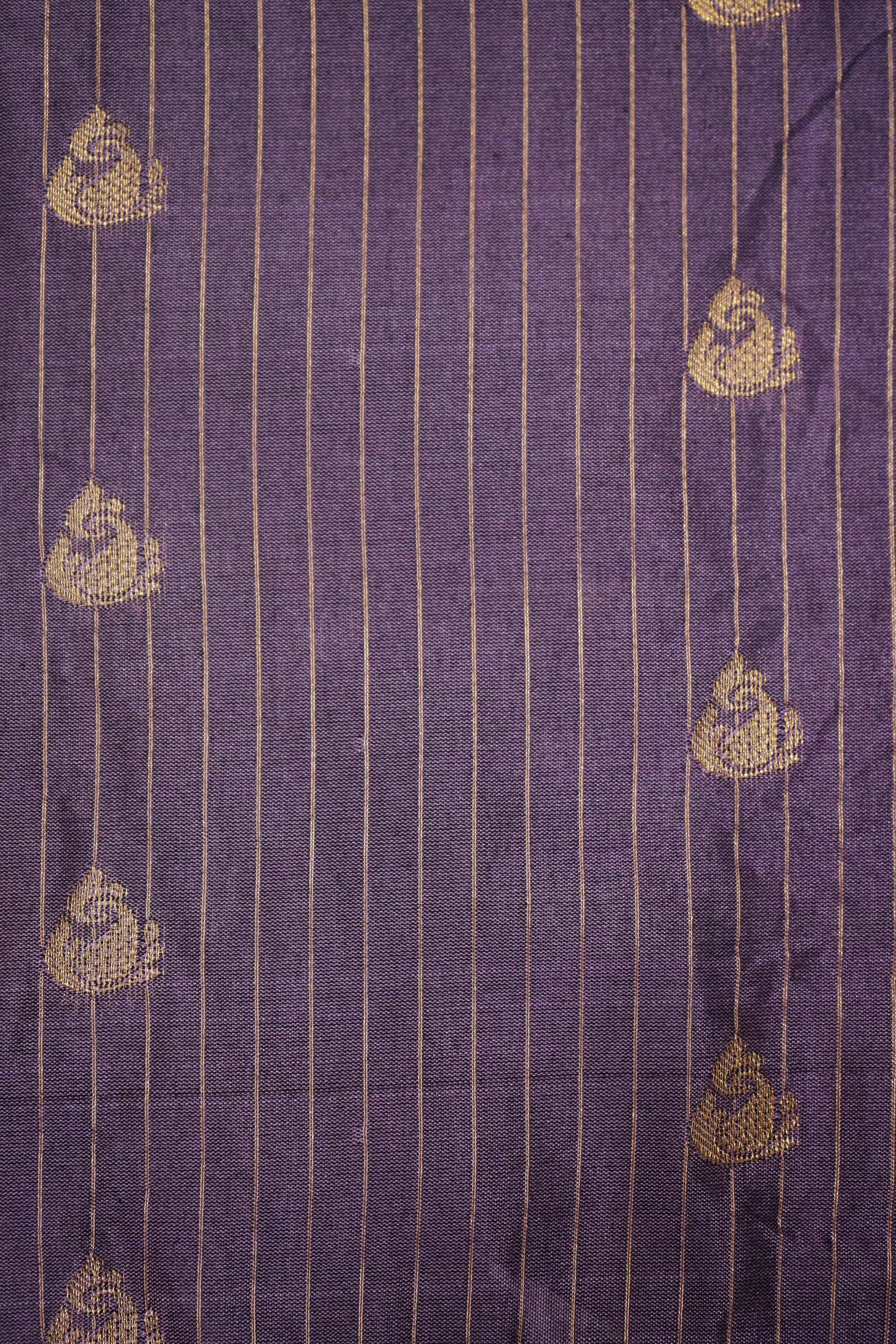 DARK LAVENDER WITH BLUISH GREY MANGALGIRI GADWAL SAREE - Queens Jewel Emporium