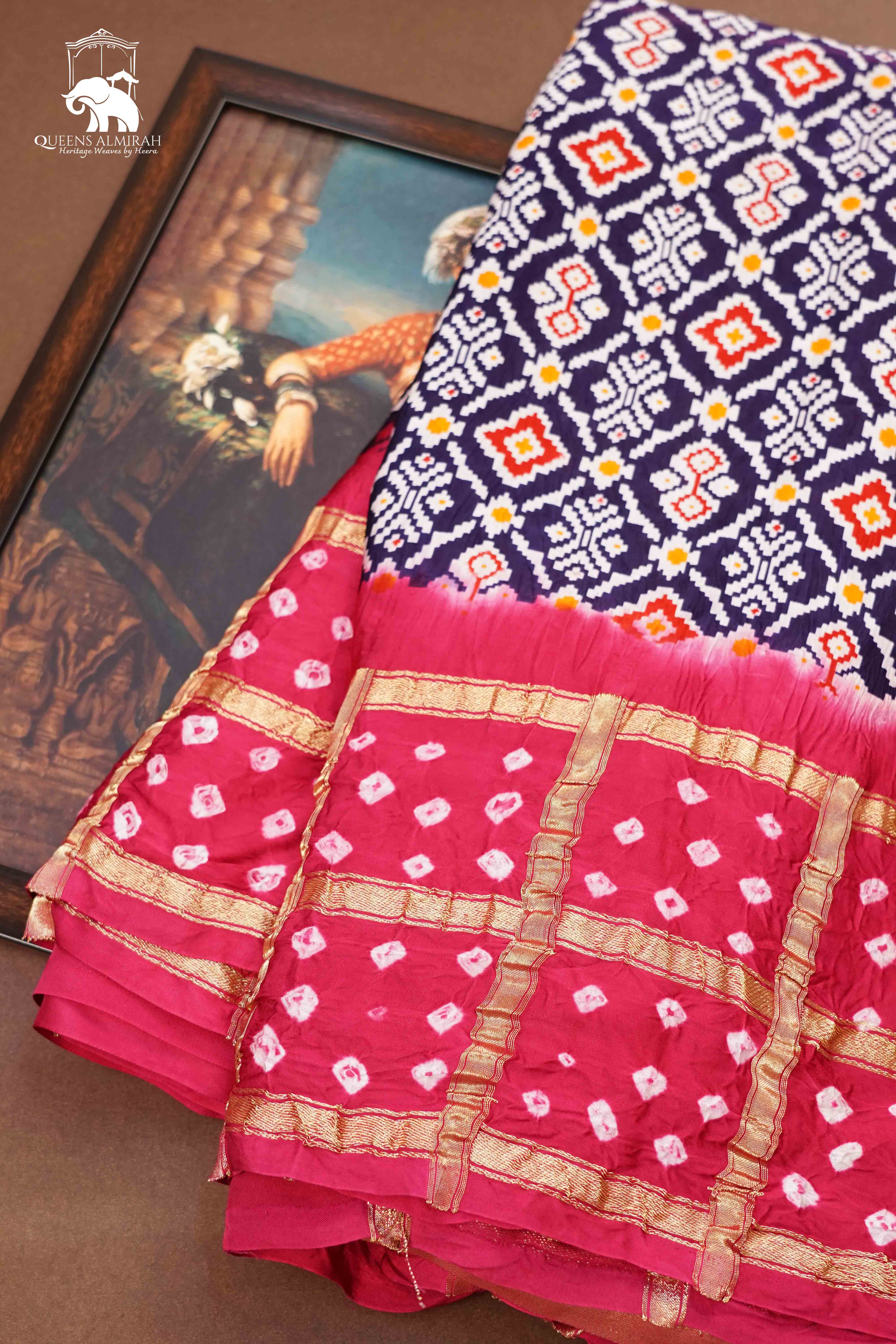 DARK LAVENDER WITH FADED PINK MODAL SILK SAREE - Queens Jewel Emporium