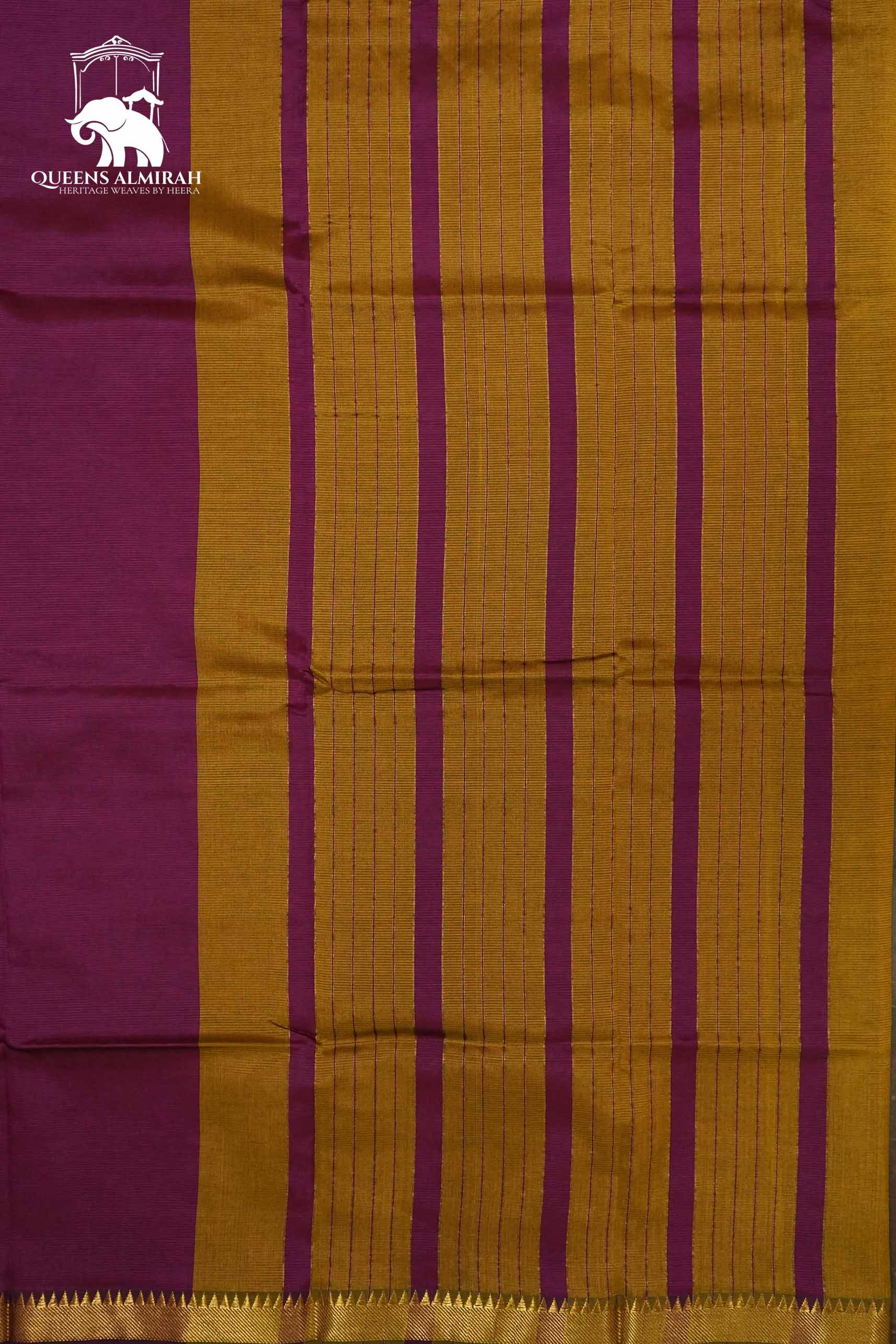 DARK MAGENTA WITH GOLD BORDER MANGALGIRI SAREE - Queens Jewel Emporium