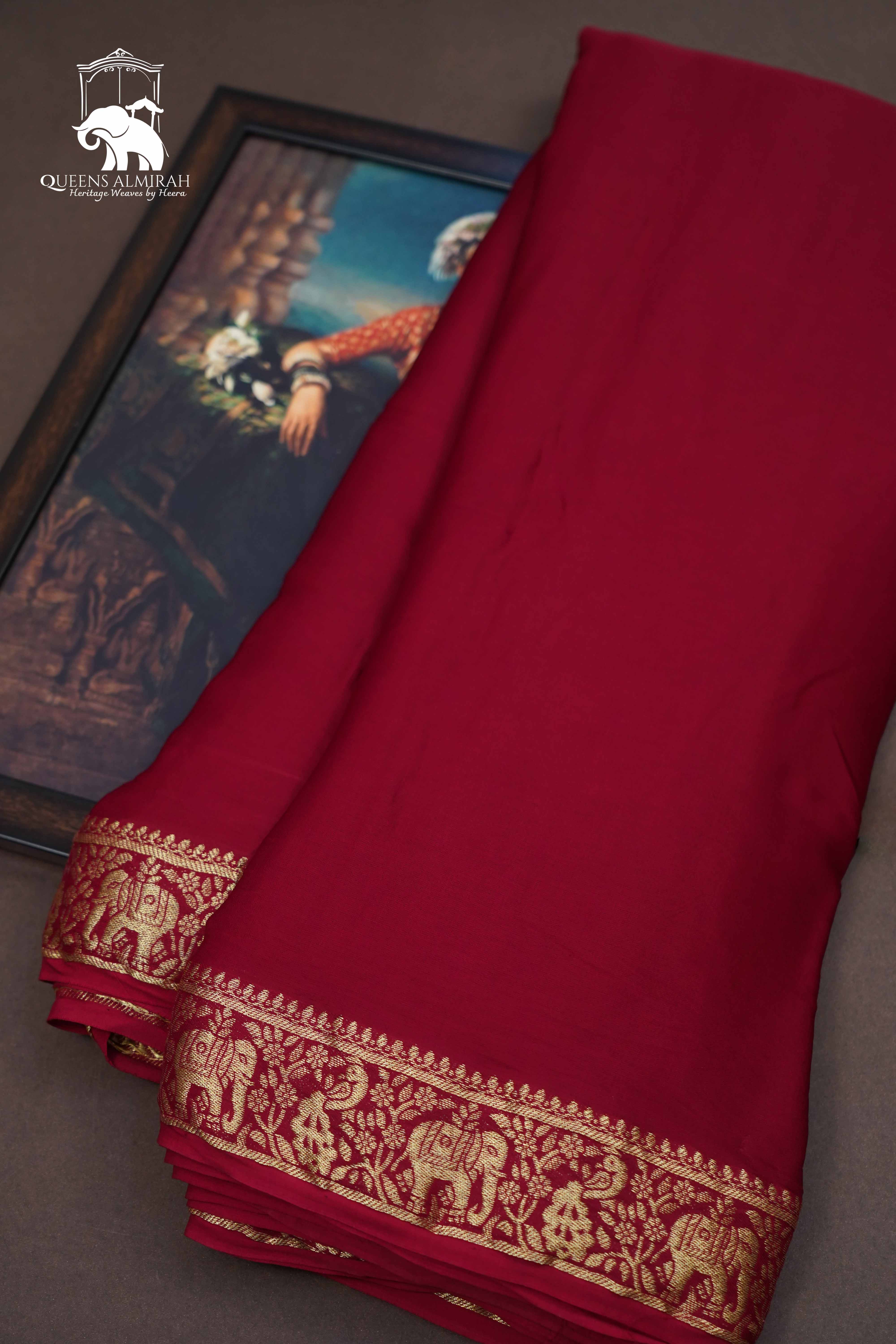 DARK MAROON MODAL SILK SAREE - Queens Jewel Emporium
