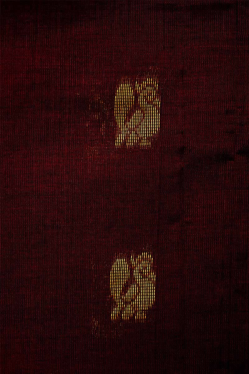 DARK MAROON WITH LEAF GREEN KANCHI SILK COTTON SAREE - Queens Jewel Emporium