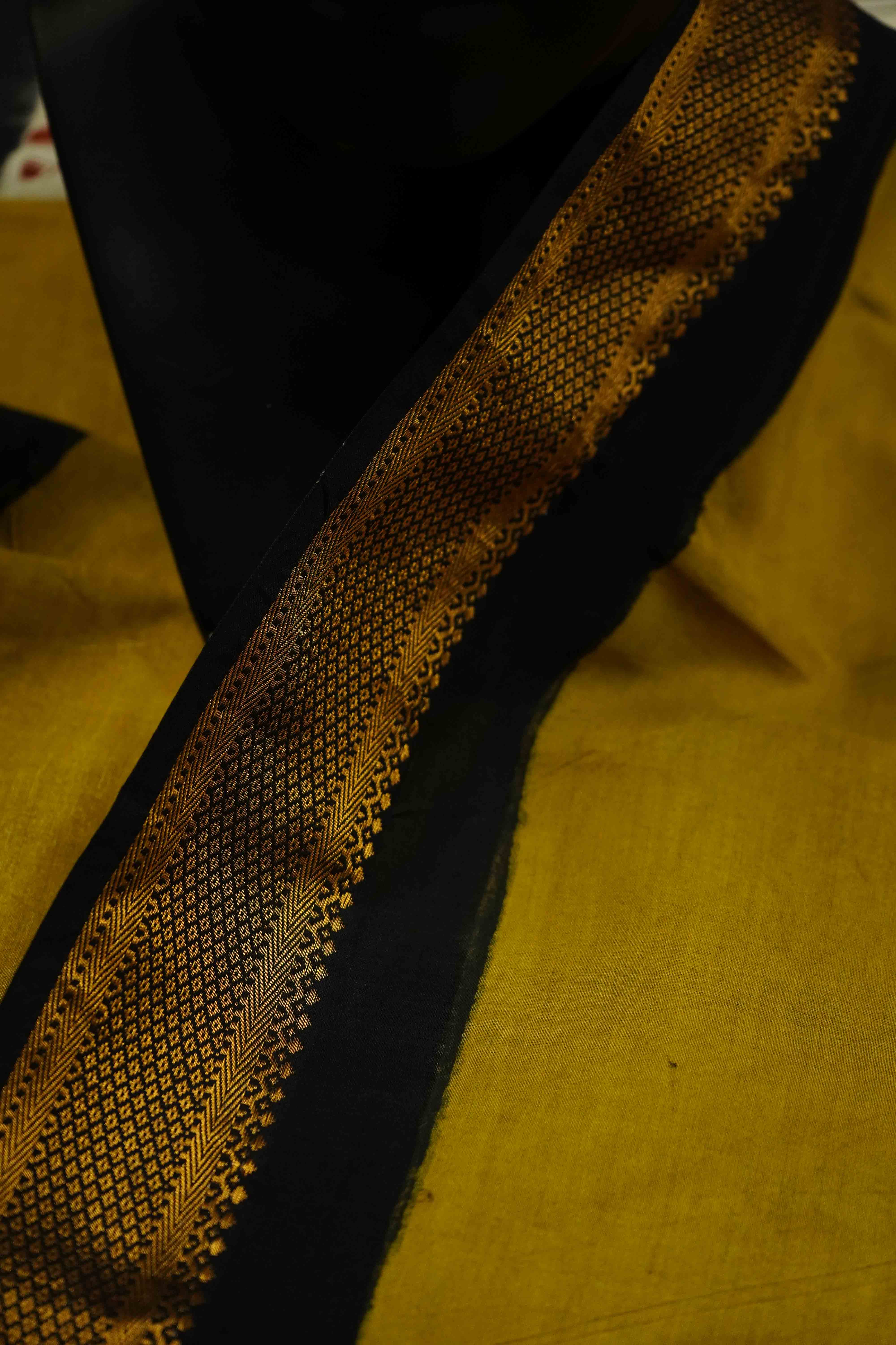 DARK MUSTARD MANGALGIRI SAREE 25 - Queens Jewel Emporium