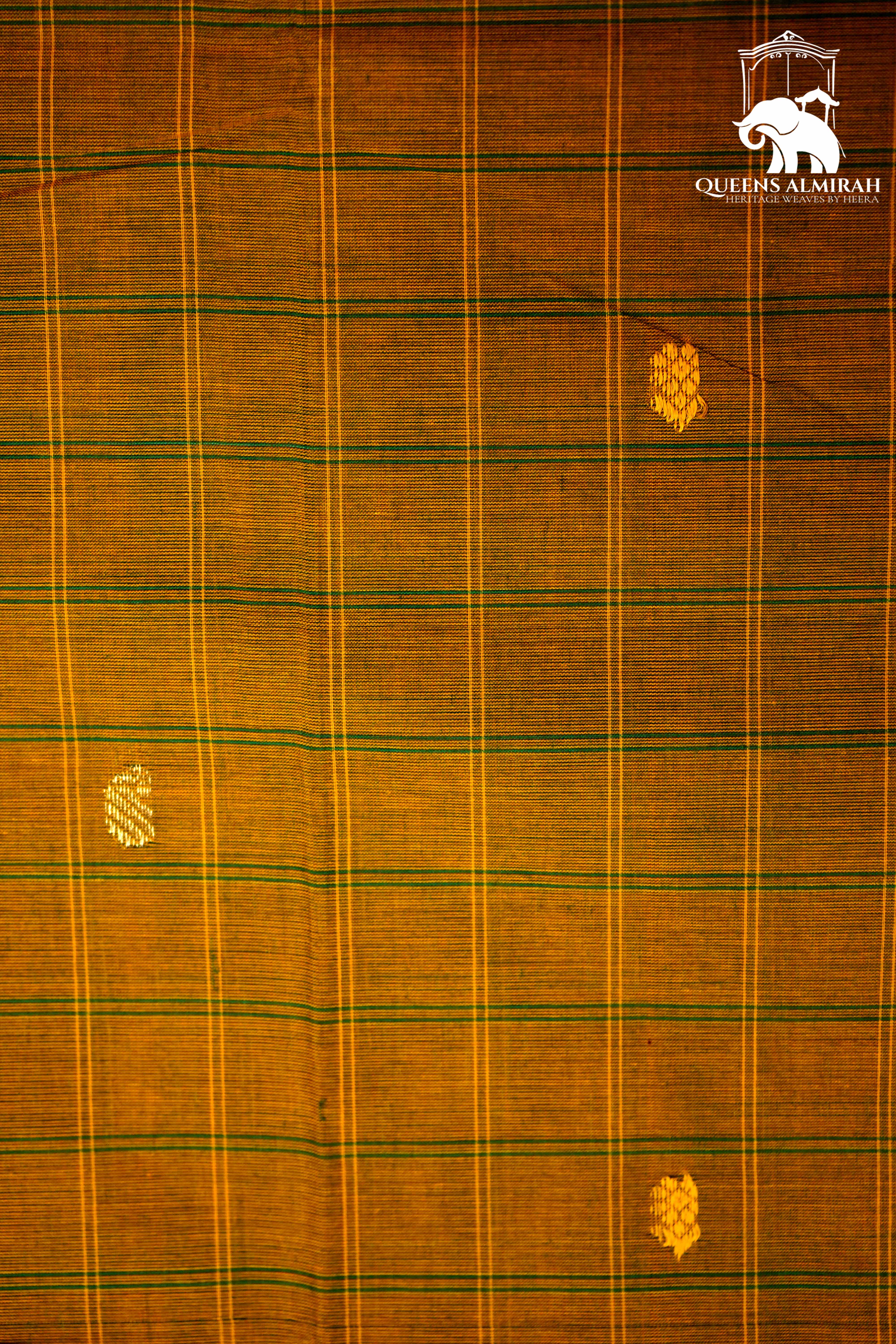 DARK MUSTARD WITH COCO BROWN KANCHI COTTON SAREE - Queens Jewel Emporium