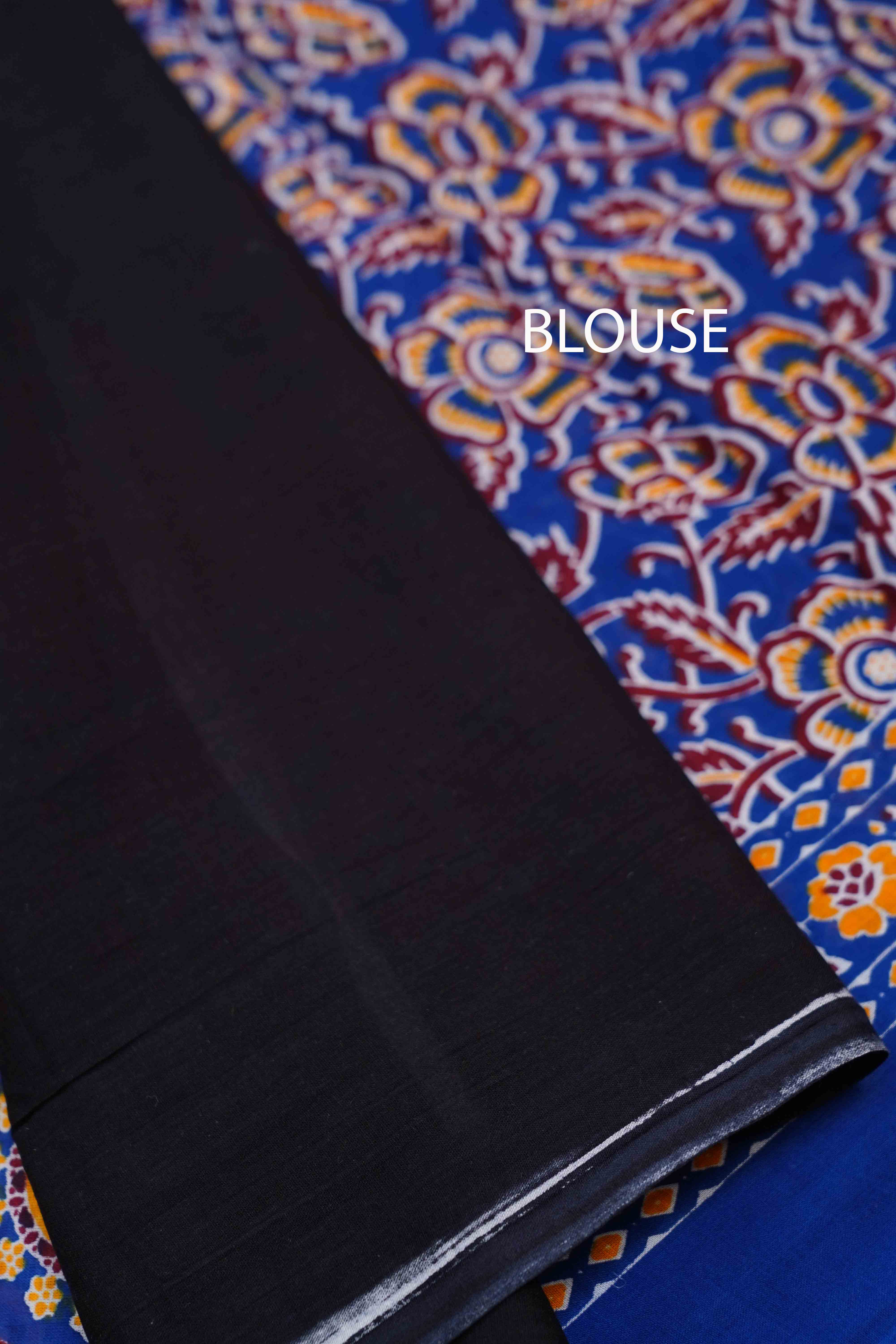 DARK NAVVY BLUE MULMUL COTTON SAREE 2 - Queens Jewel Emporium