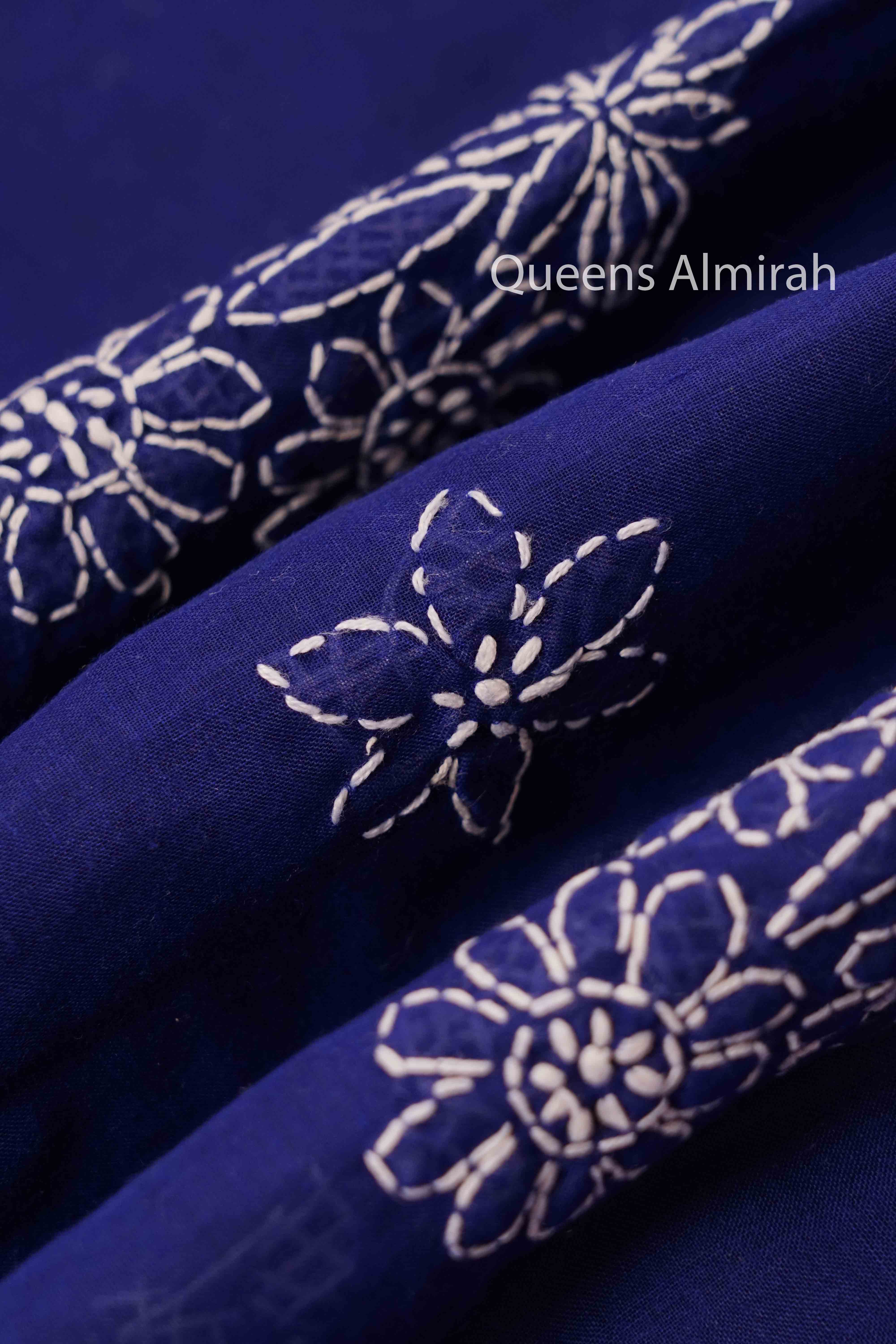 DARK NAVVY CHIKANAKRI COTTONSAREE - Queens Jewel Emporium