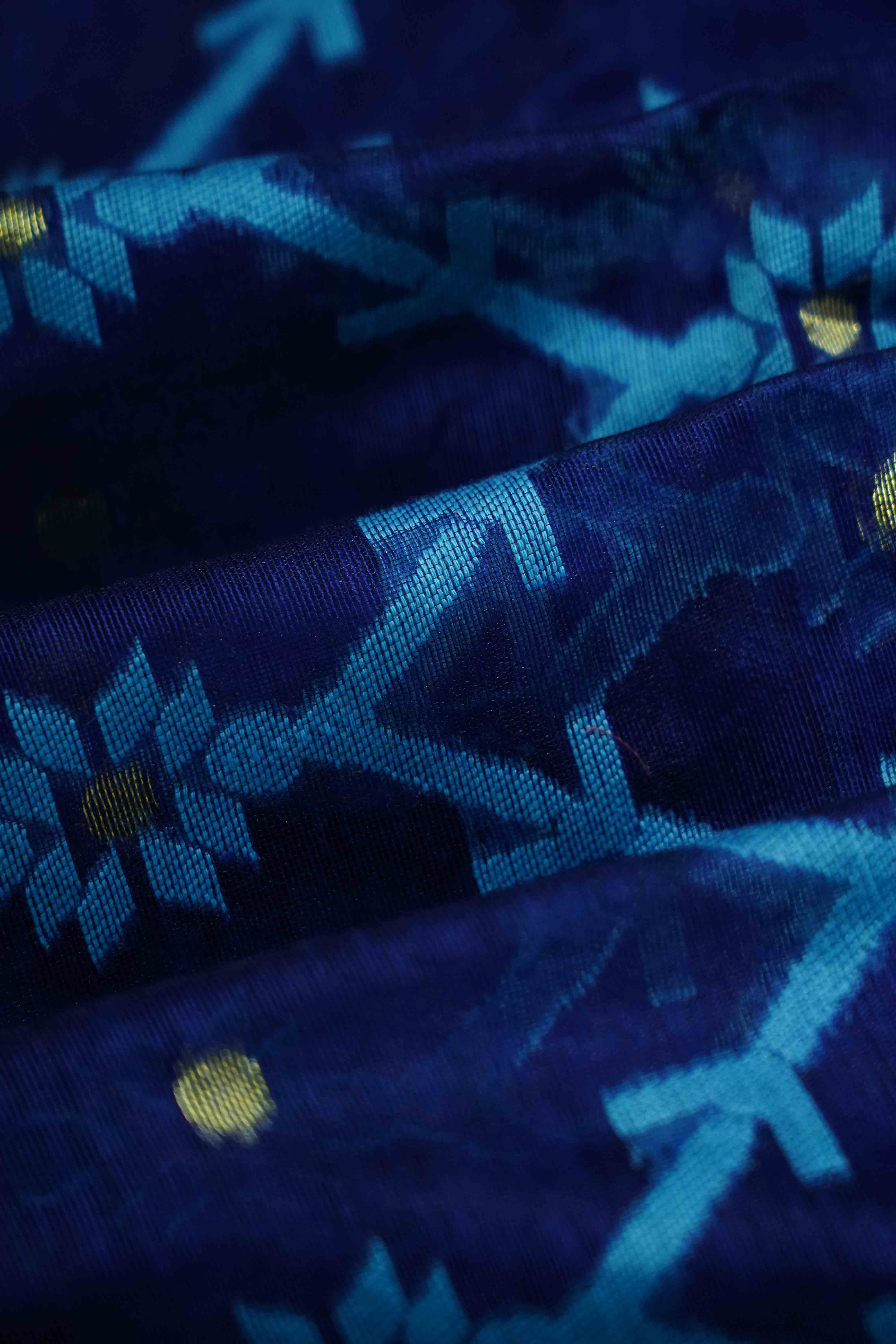 DARK NAVY JAMDANI COTTON SAREE - Queens Jewel Emporium
