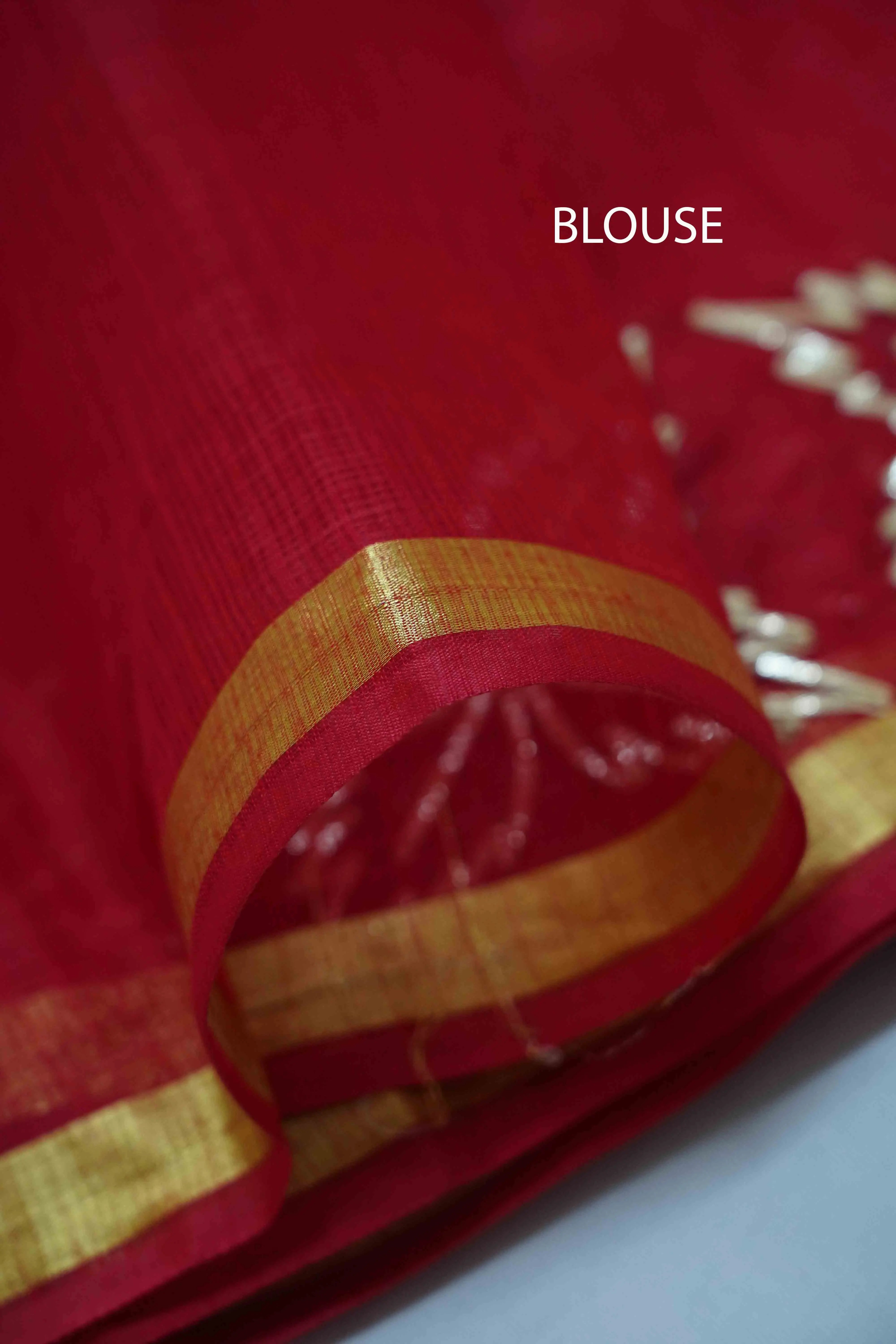 DARK RED KOTA COTTON SAREE - Queens Jewel Emporium