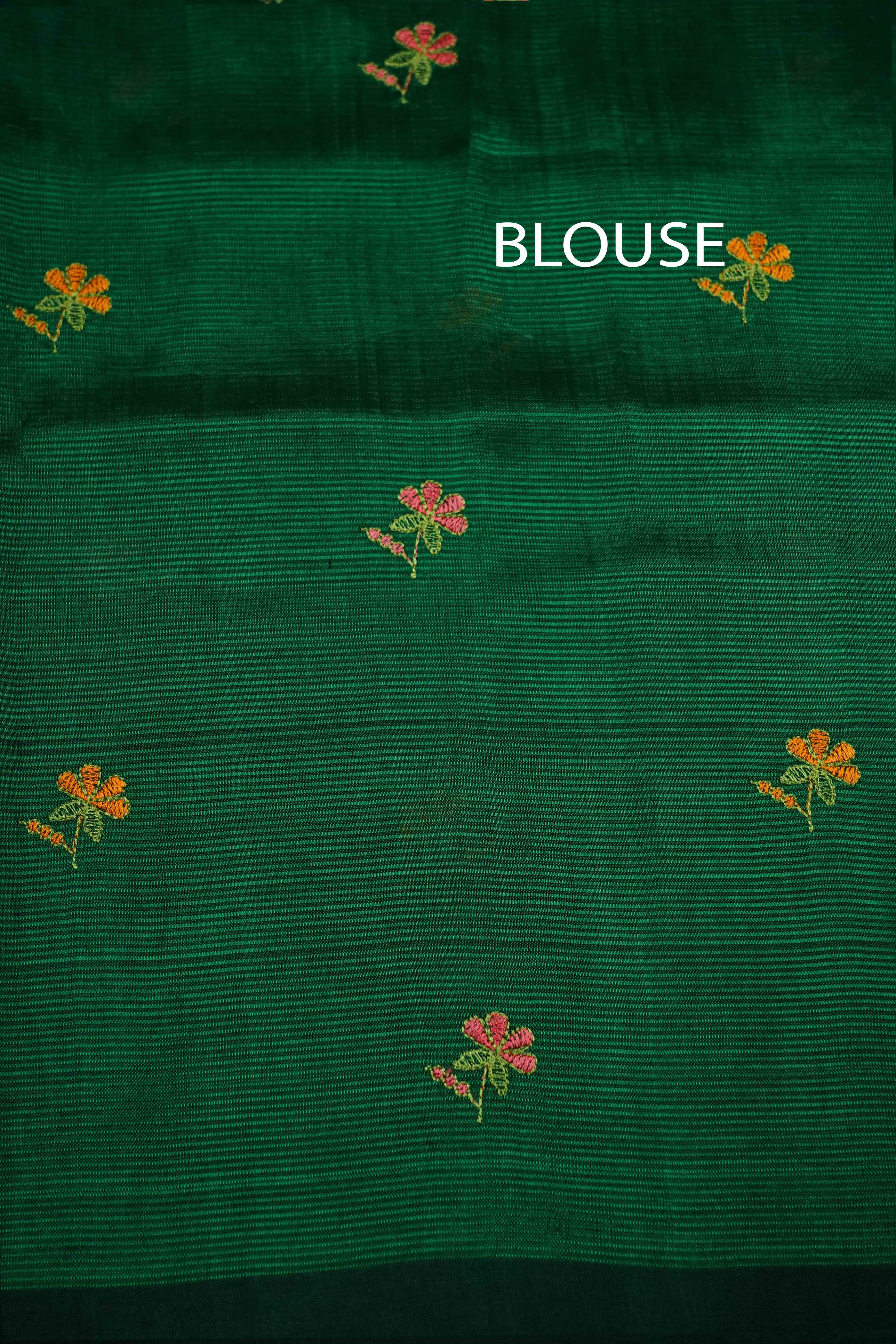 DARK SPRING GREEN MANGALGIRI WITH EMBROIDERY SAREE - Queens Jewel Emporium