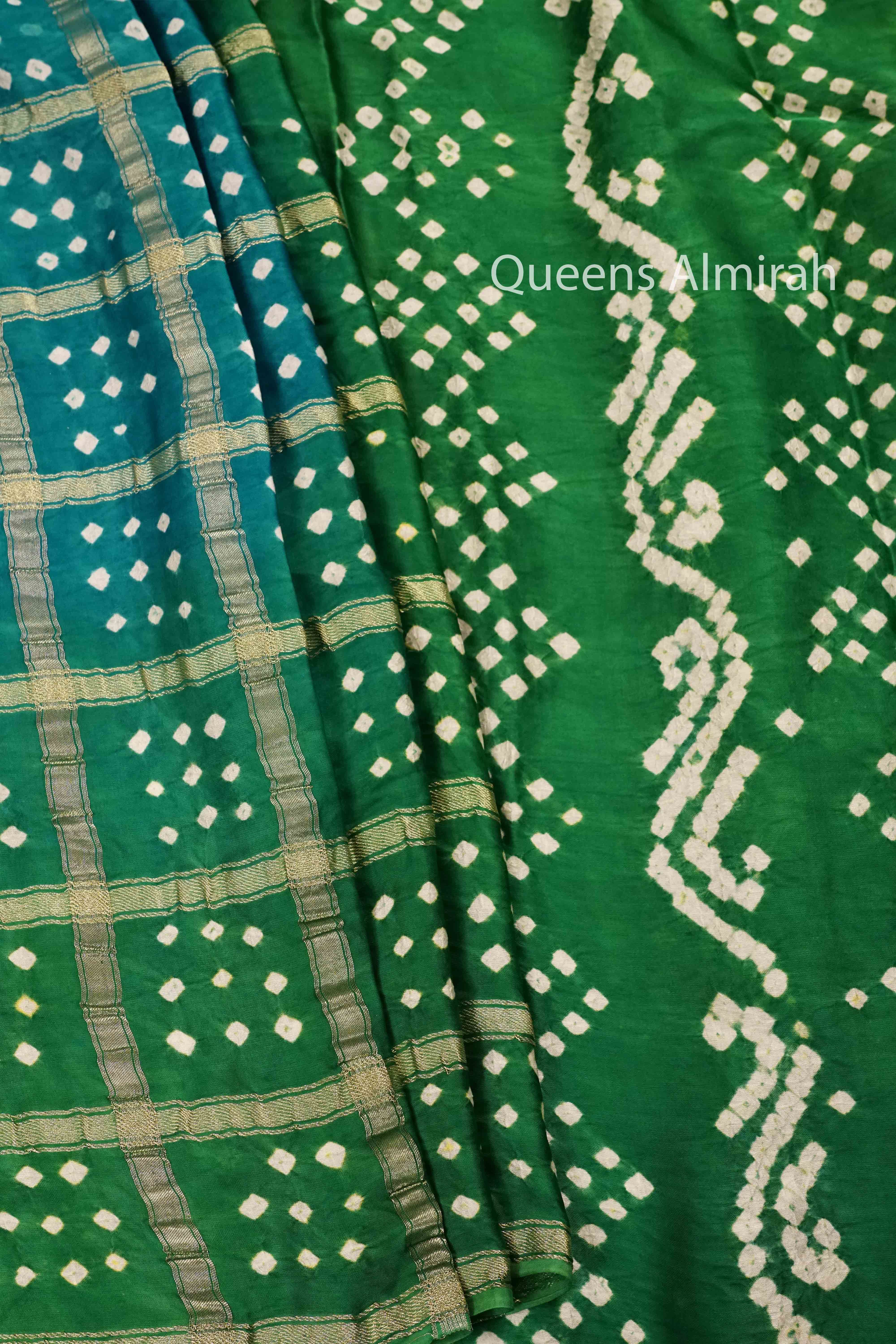 DARK SPRING GREEN  MODAL SILK SAREE 1 - Queens Jewel Emporium
