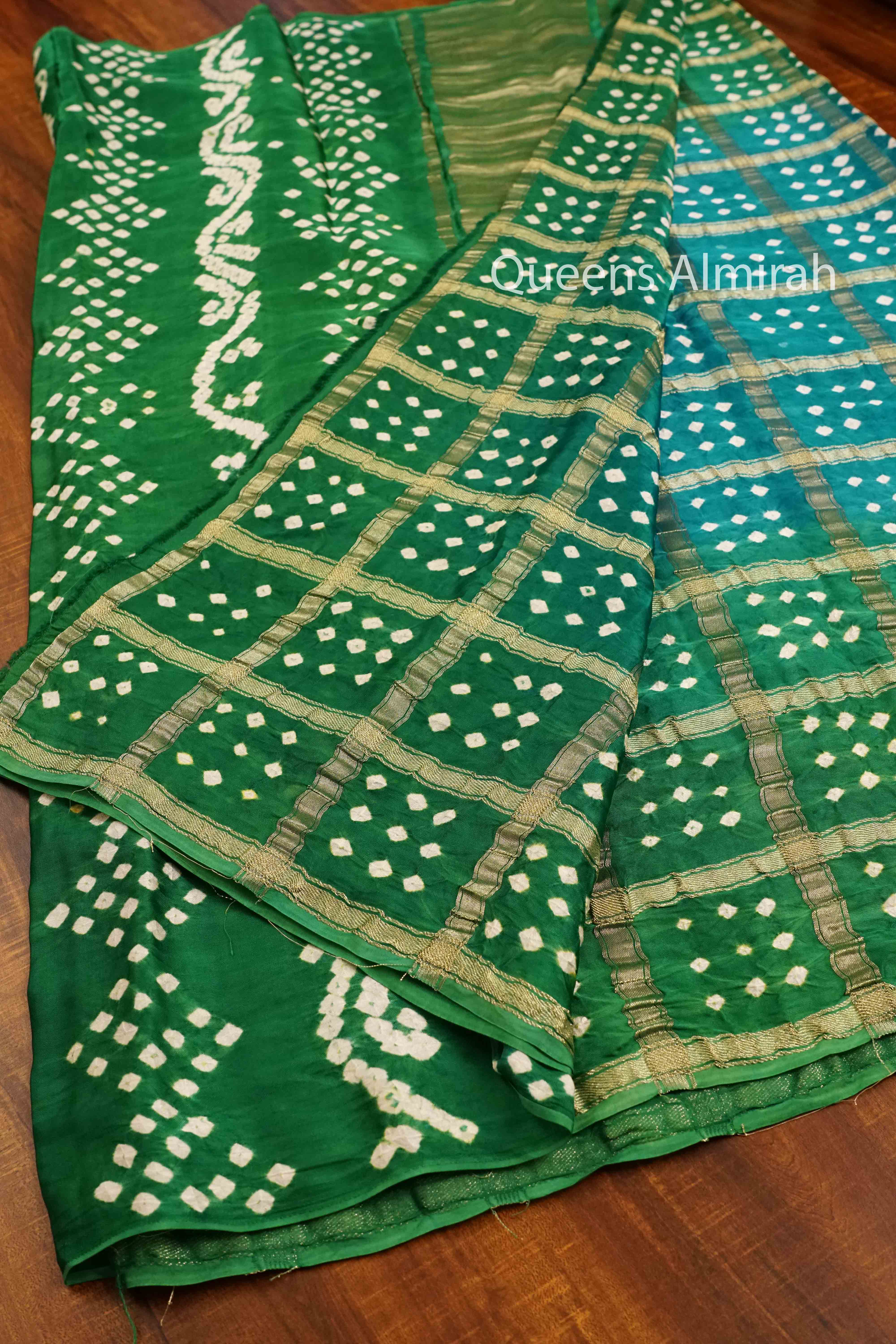 DARK SPRING GREEN  MODAL SILK SAREE 1 - Queens Jewel Emporium