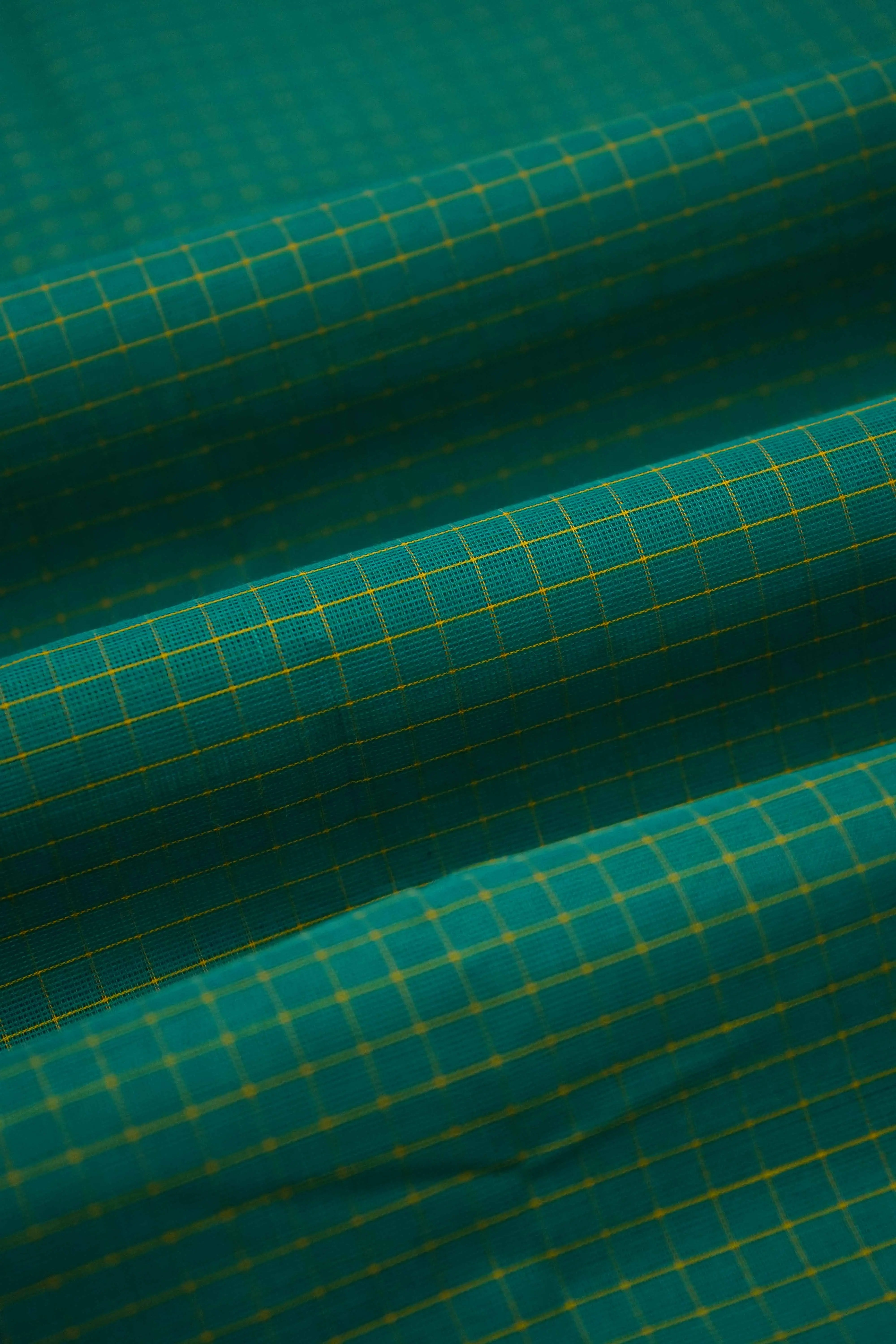 DEEP AQUA GREEN WITH DIRTY PURPLE KANCHI COTTON SAREE - Queens Jewel Emporium