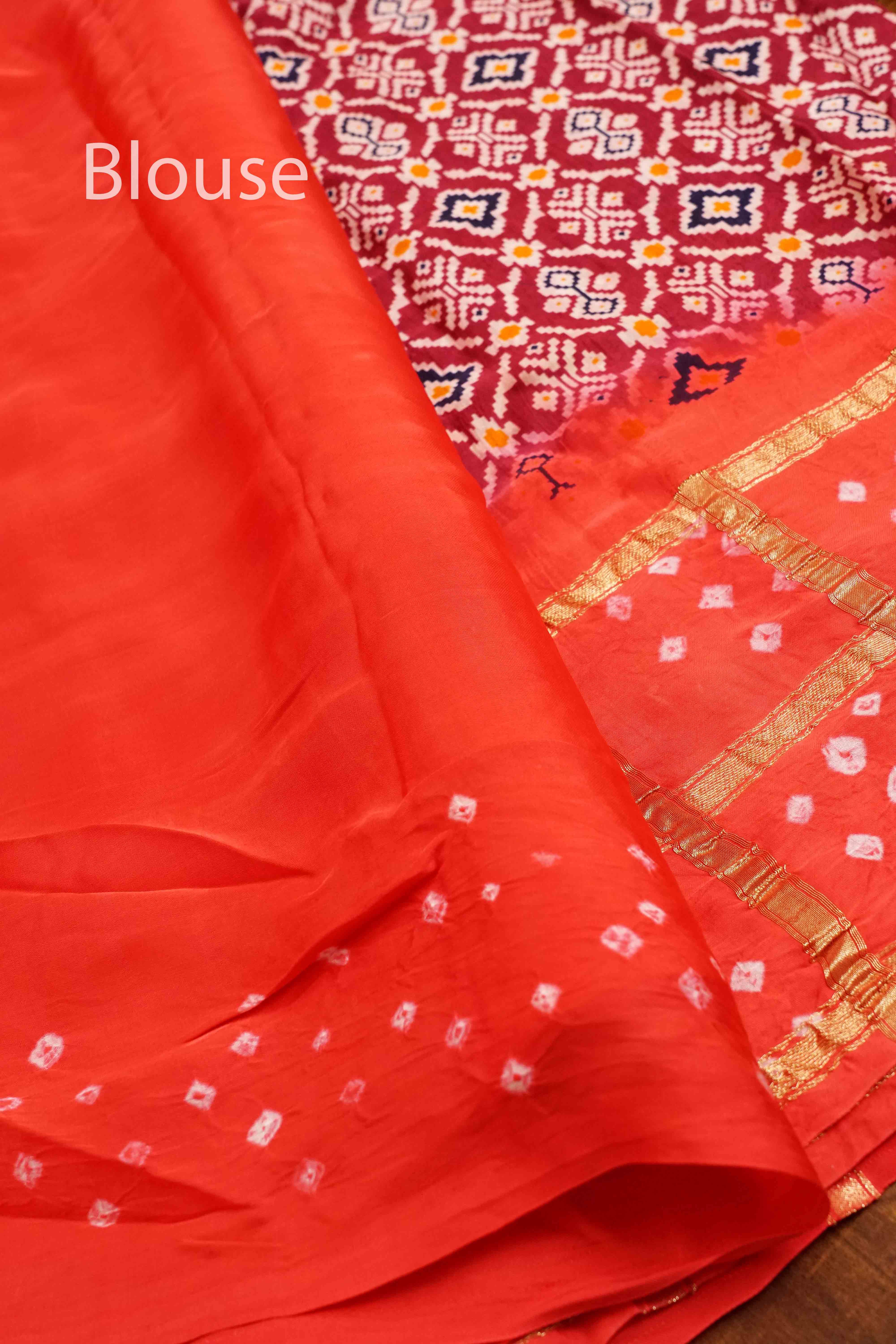 DEEP CARAMINE WITH LIGHT RED MODAL SILK SAREE - Queens Jewel Emporium